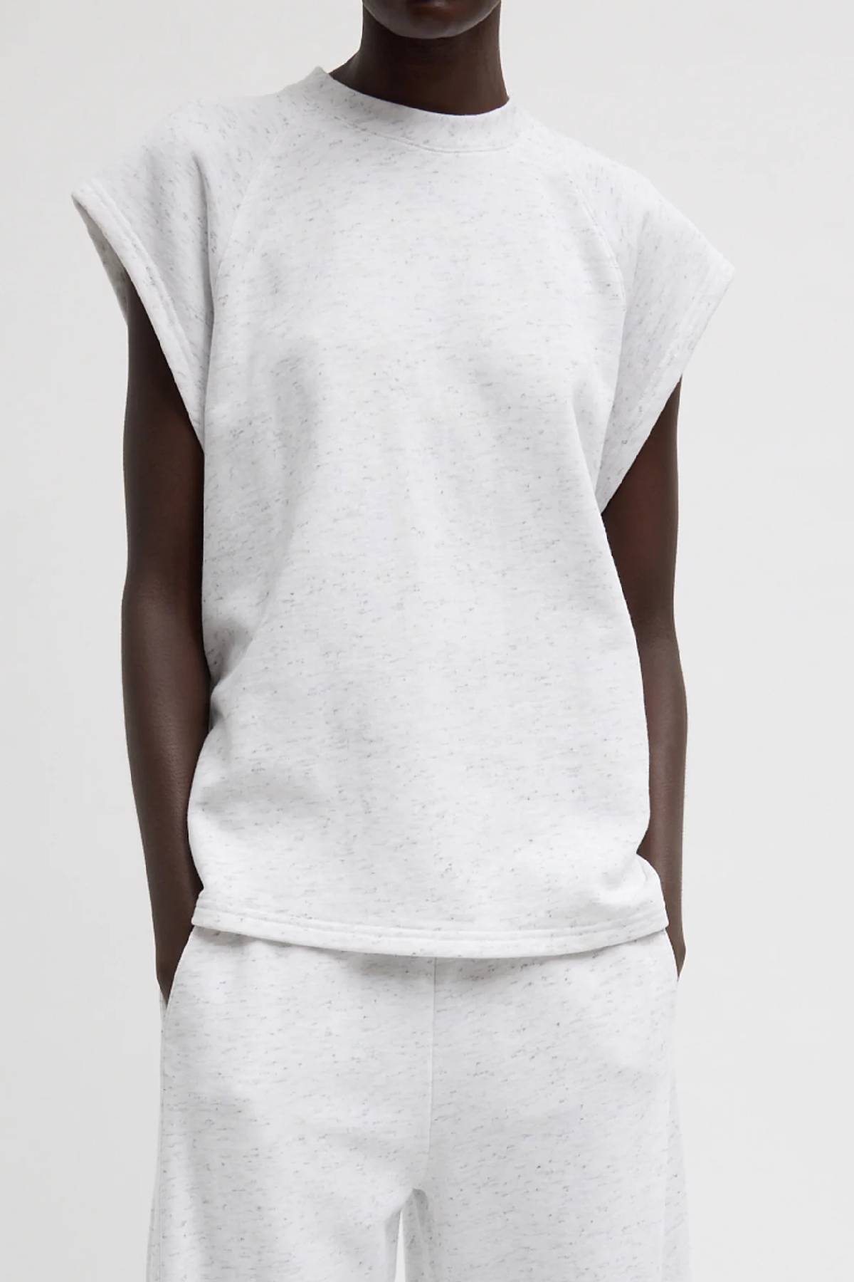 Tibi Spring Tweedy Sweatshirting Sleeveless Easy Top