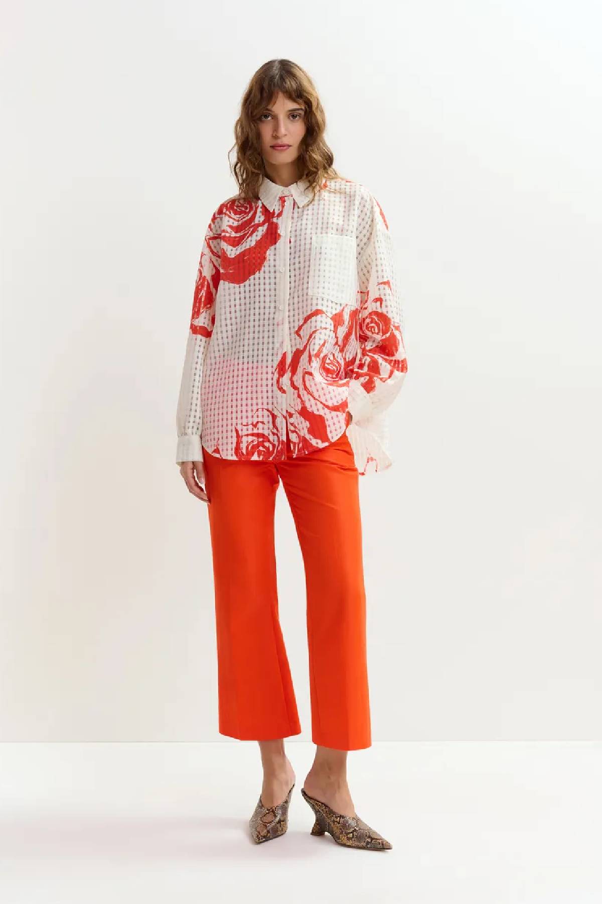 Essentiel Antwerp Oversized Sheer Printed Shirt