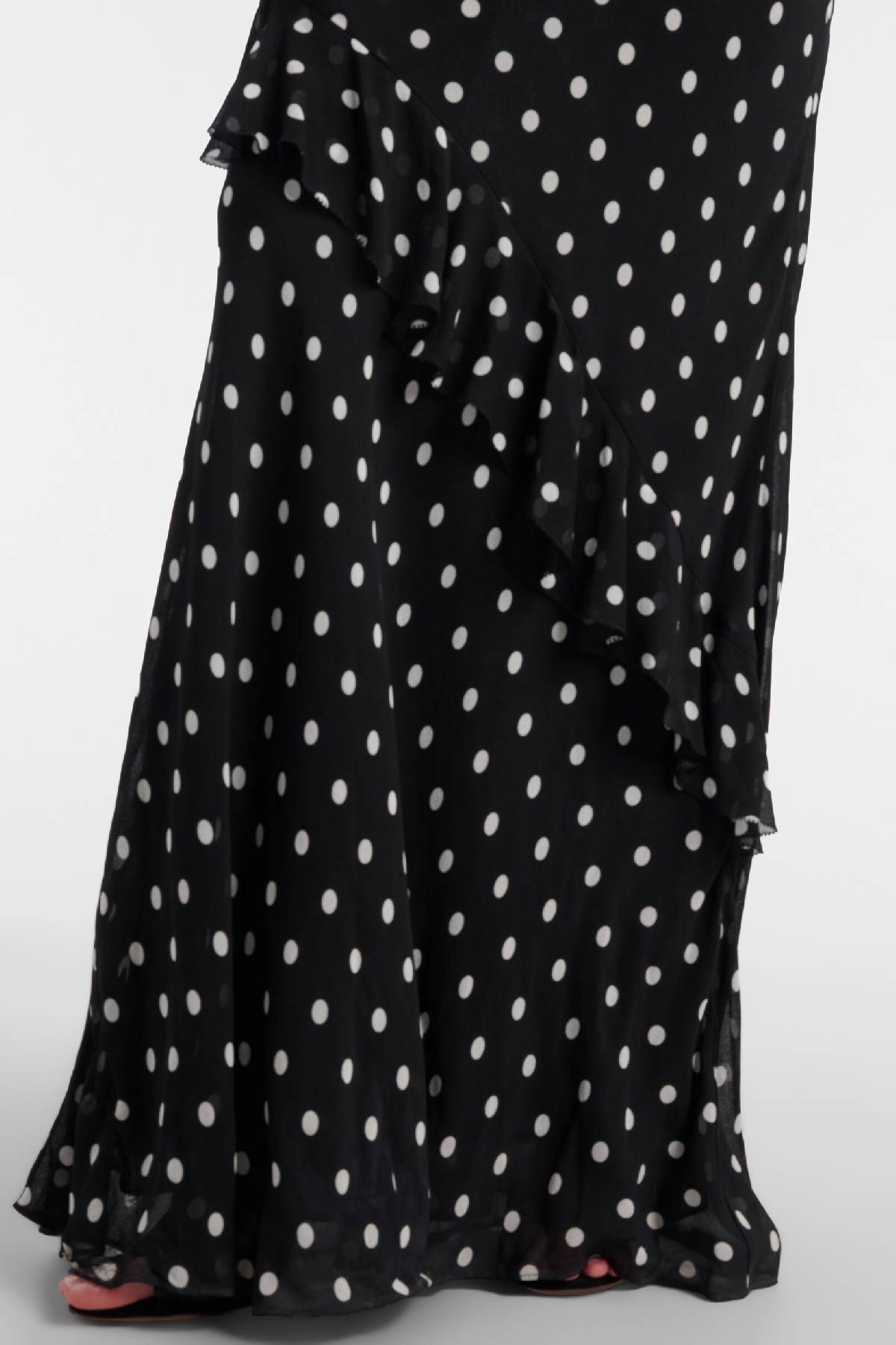 Self-Portrait Black Polka Dot Georgette Maxi Dress - Black