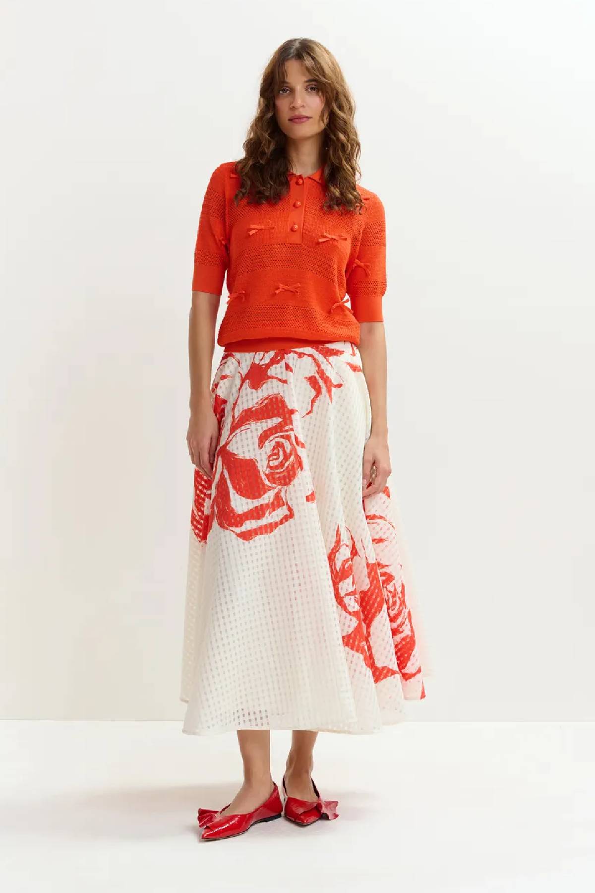 Essentiel Antwerp Pleated Midi Skirt With Flowers