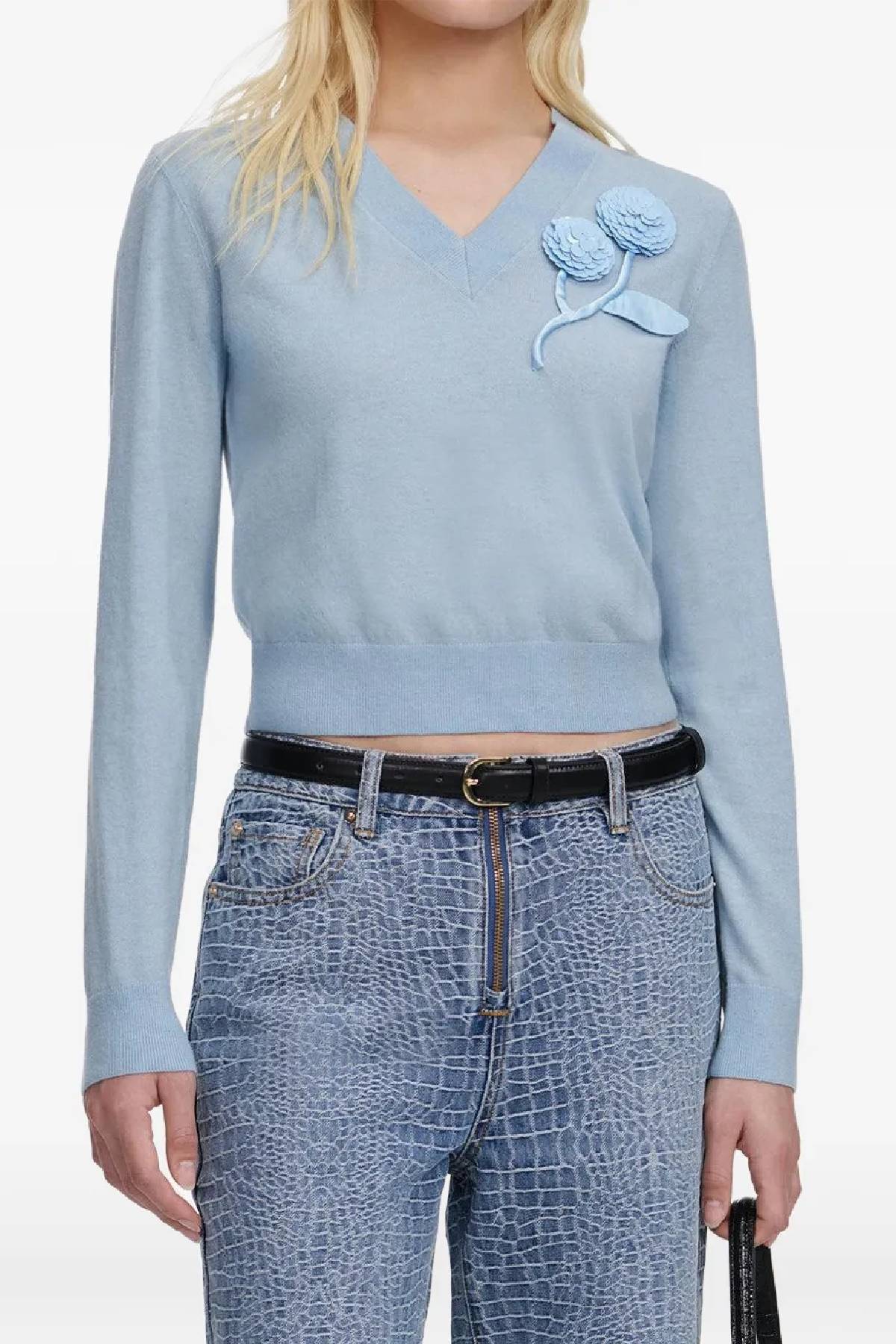 Self-Portrait Blue Rose Wool Jumper