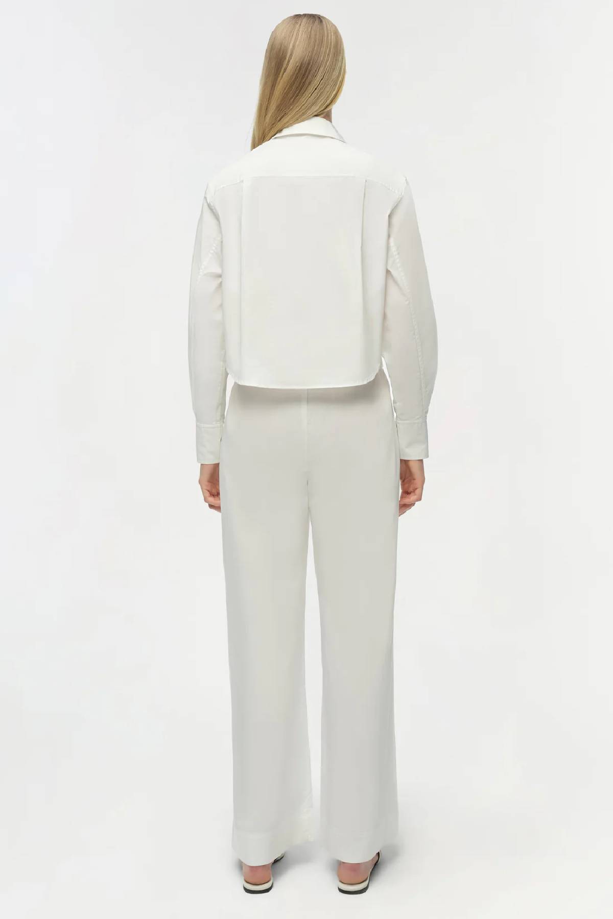 Simkhai Renata Cropped Button Down Shirt - White