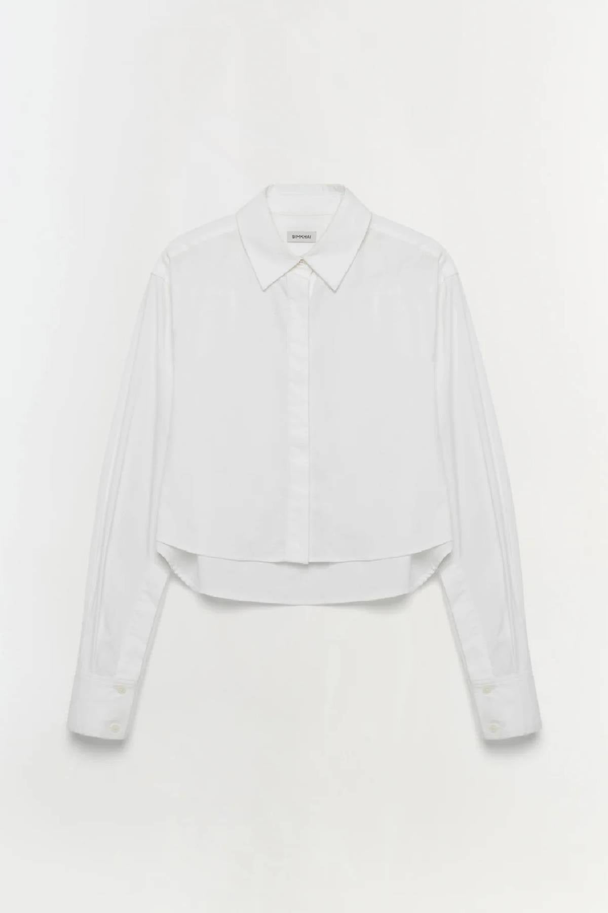 Simkhai Renata Cropped Button Down Shirt - White