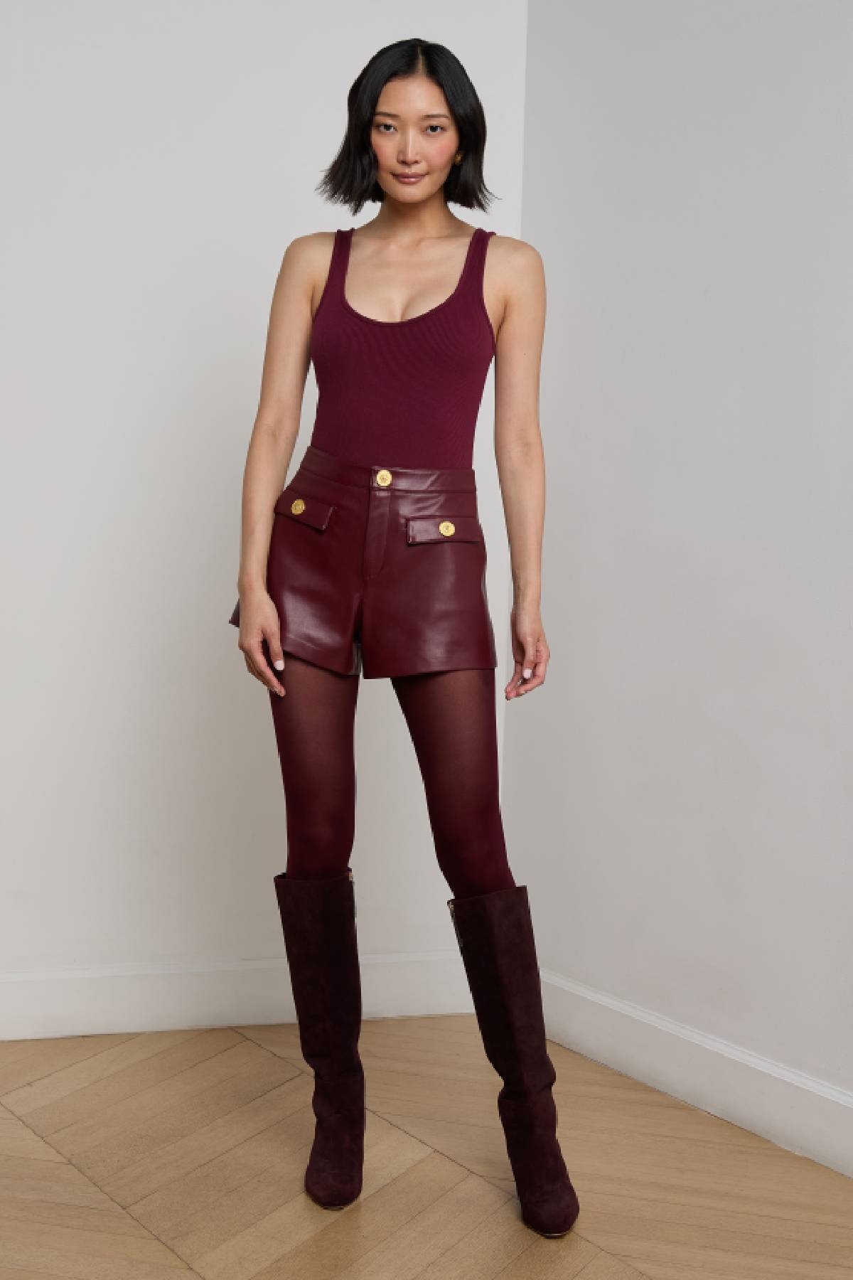 Pantalones cortos de piel sintética de L'Agence Dionne