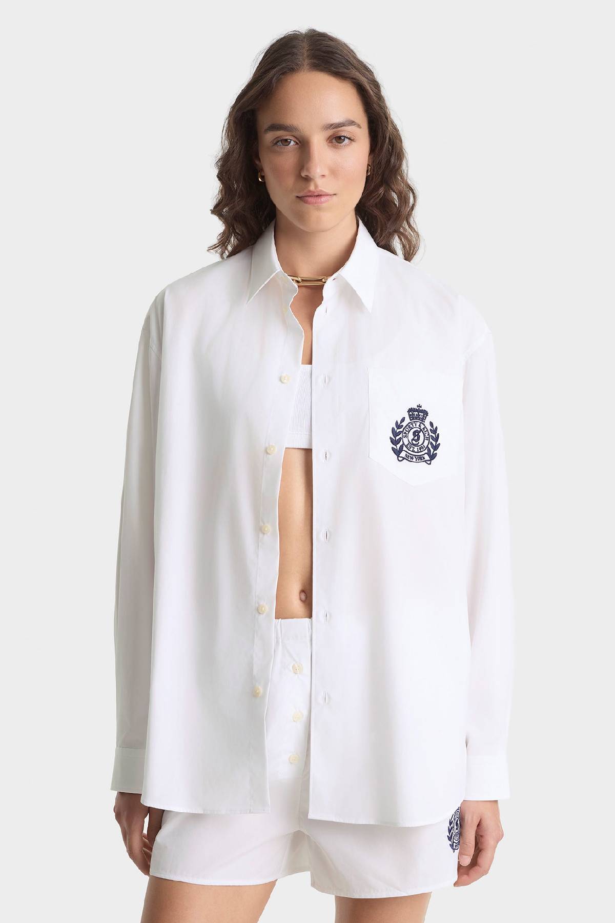 Sporty & Rich NY Crest Oversized Shirt