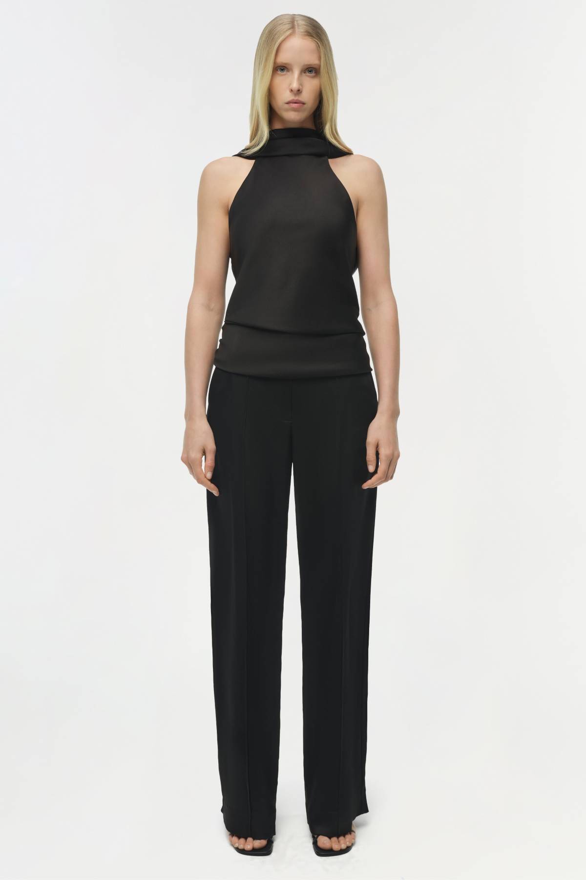 Simkhai Samira Satin Cape Top - Black