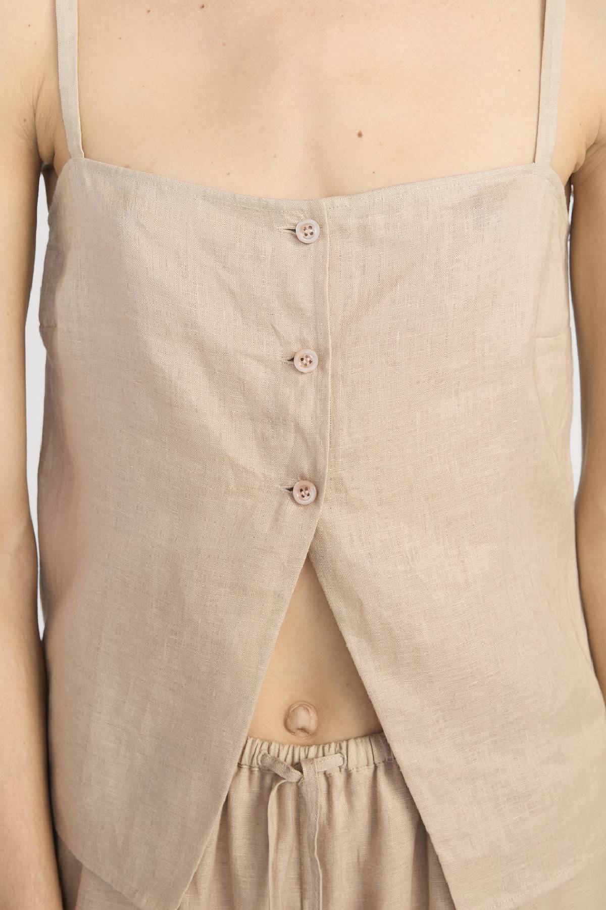 Frame The Linen Button Cami - Flax