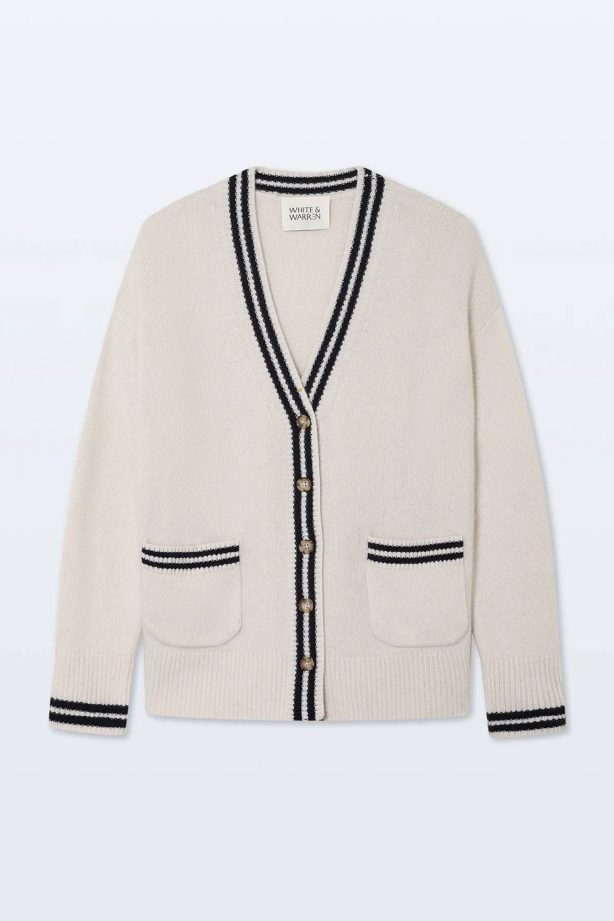 White + Warren Cashmere Varsity Cardigan