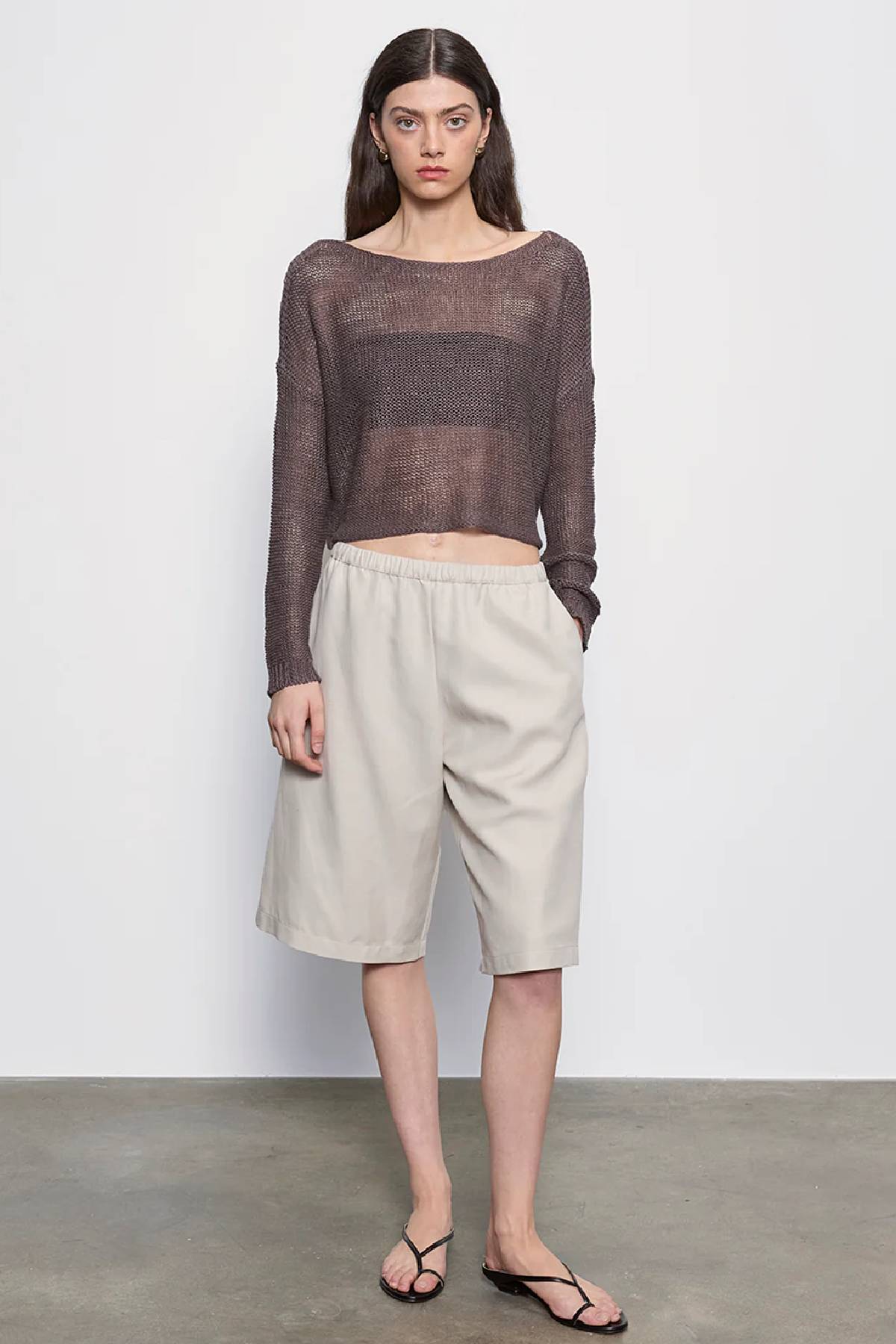 Enza Costa Linen Open Knit Bateau Sweater