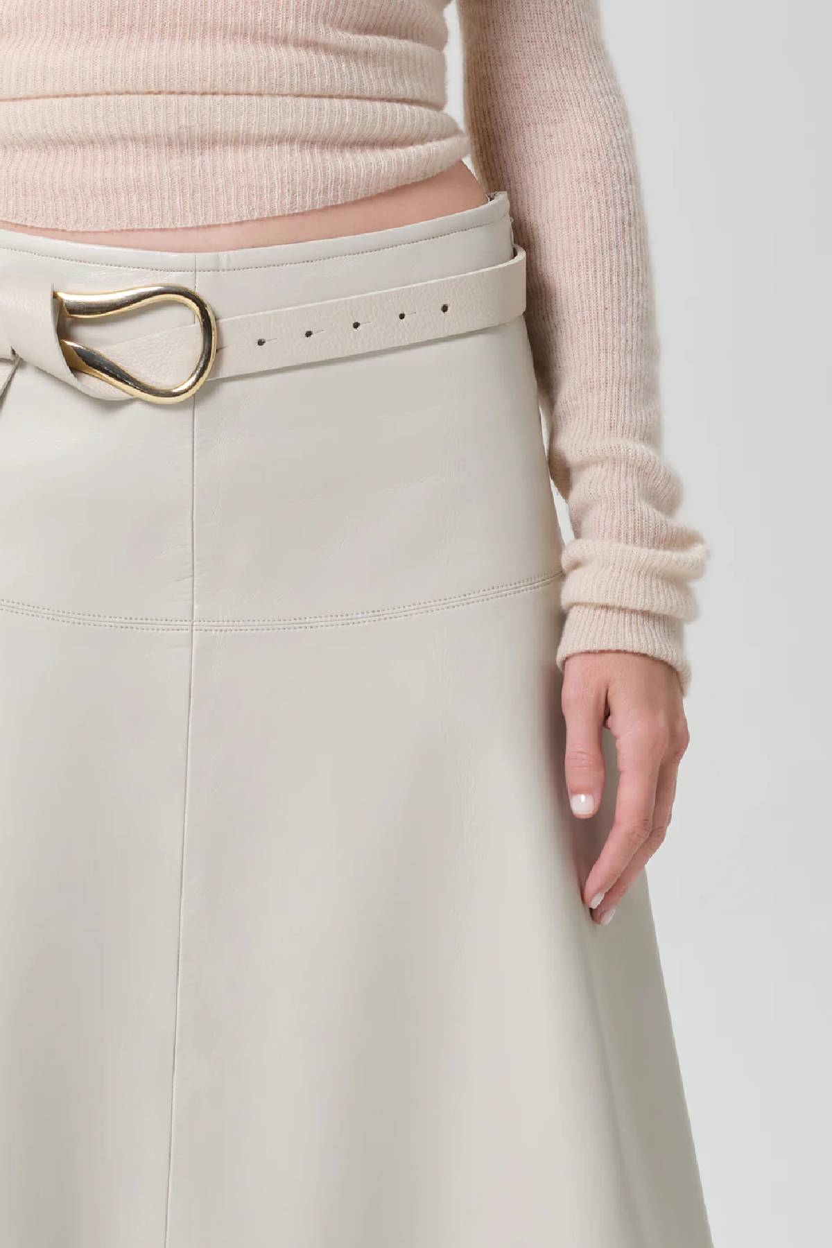 Citizens of Humanity Vita Maxi Leather Skirt - Chalk Grey
