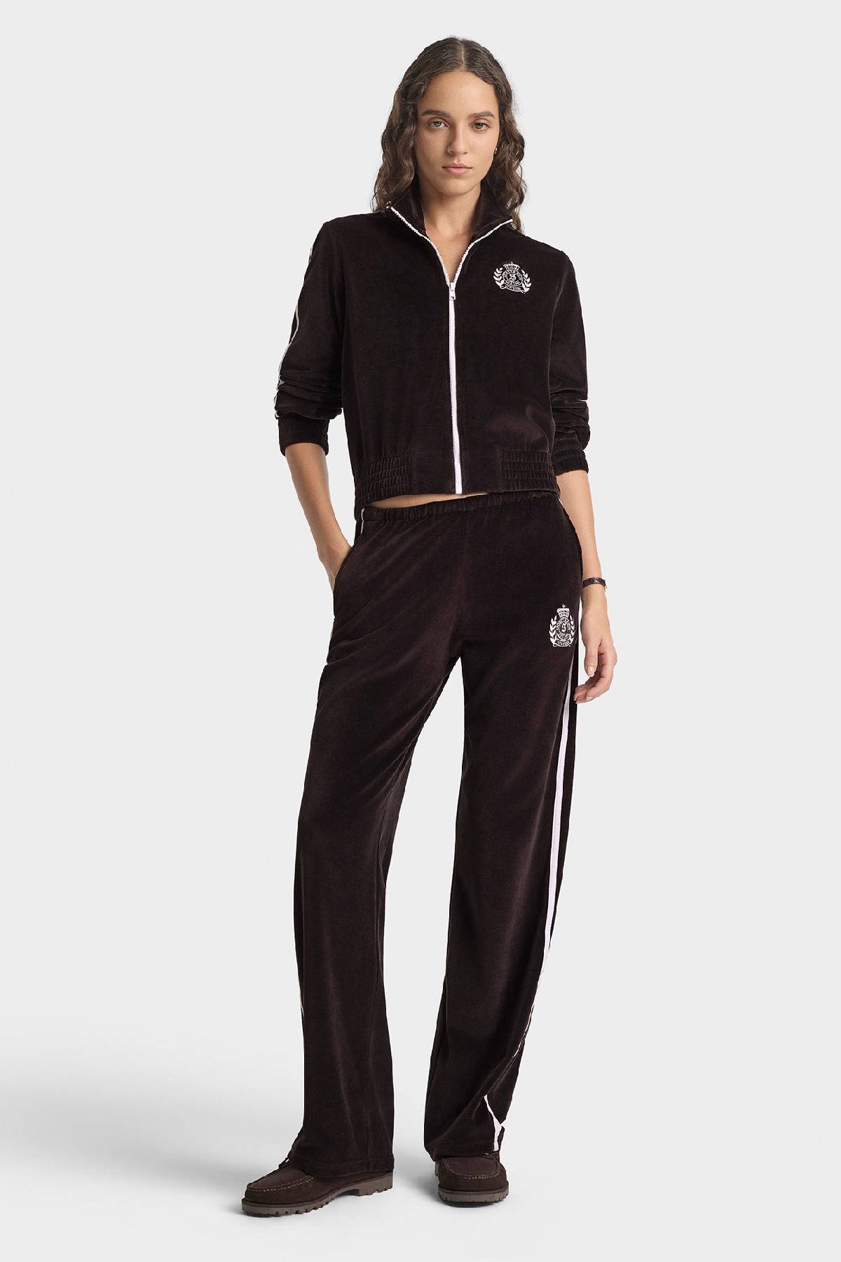 Sporty & Rich NY Crest Elio Velour Track Jacket