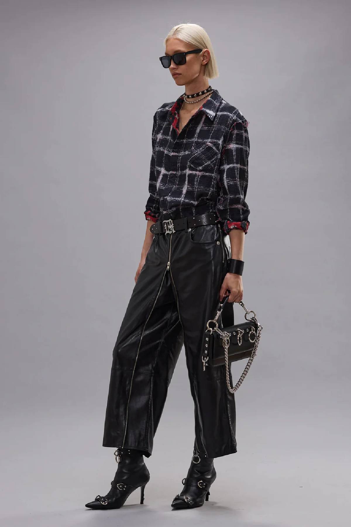 R13 Front Zip Leather Pant