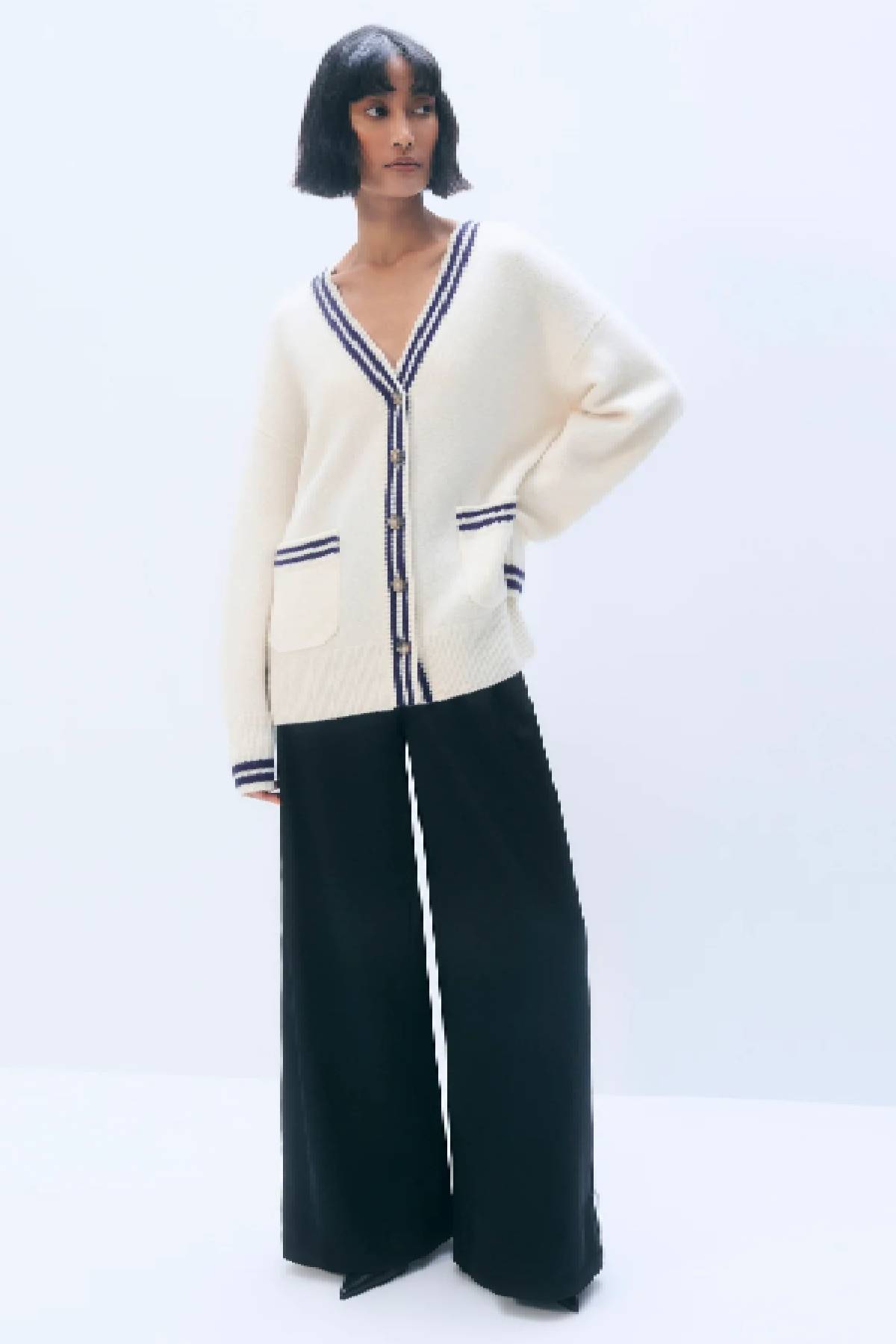 White + Warren Cashmere Varsity Cardigan