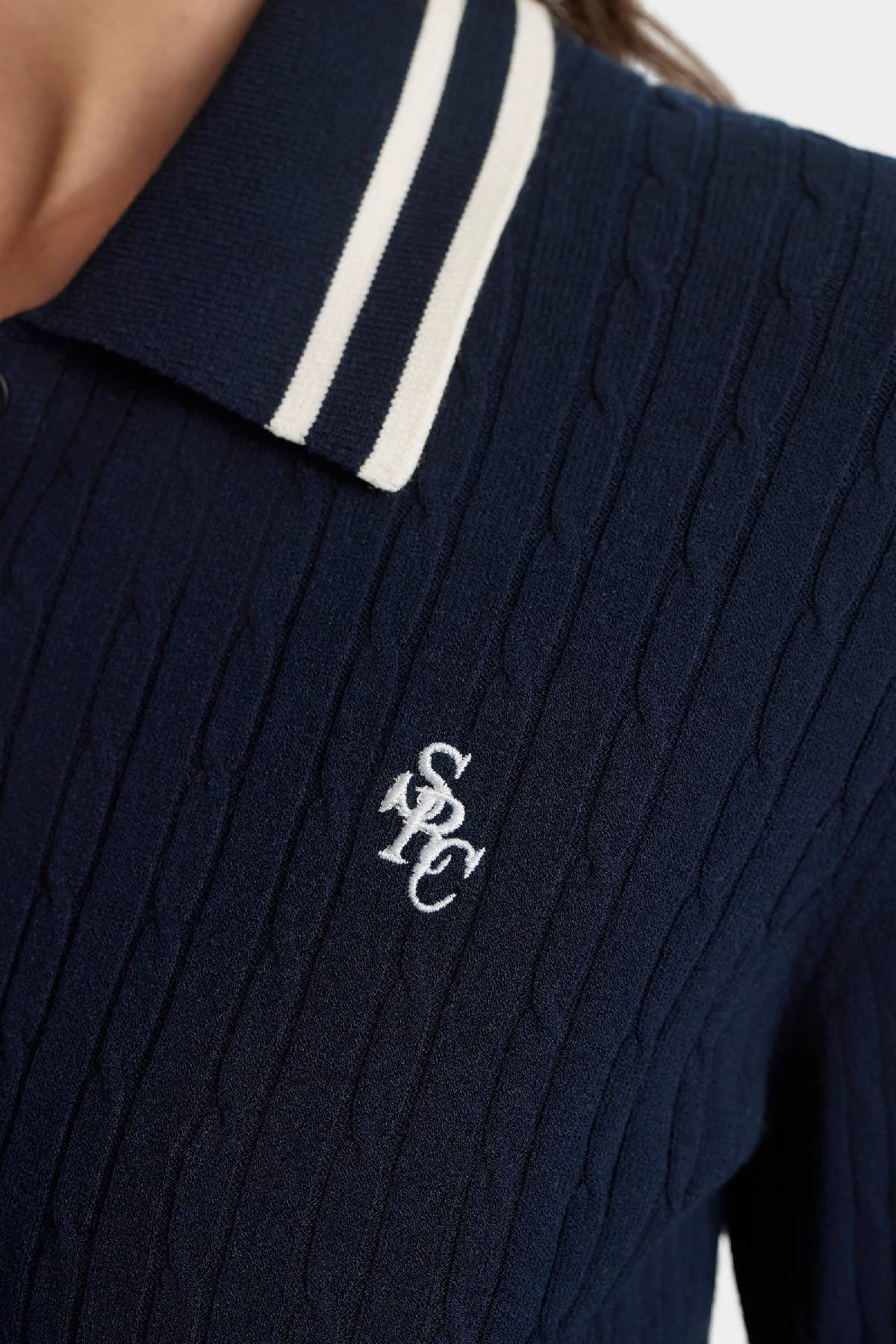 Sporty & Rich SRC Cableknit Polo