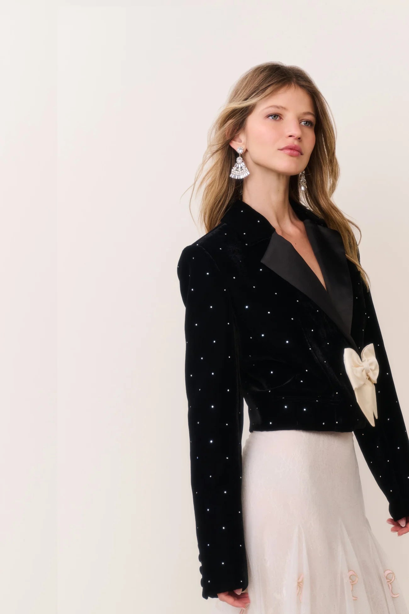 LoveShackFancy Orlisa Cropped Velvet Blazer