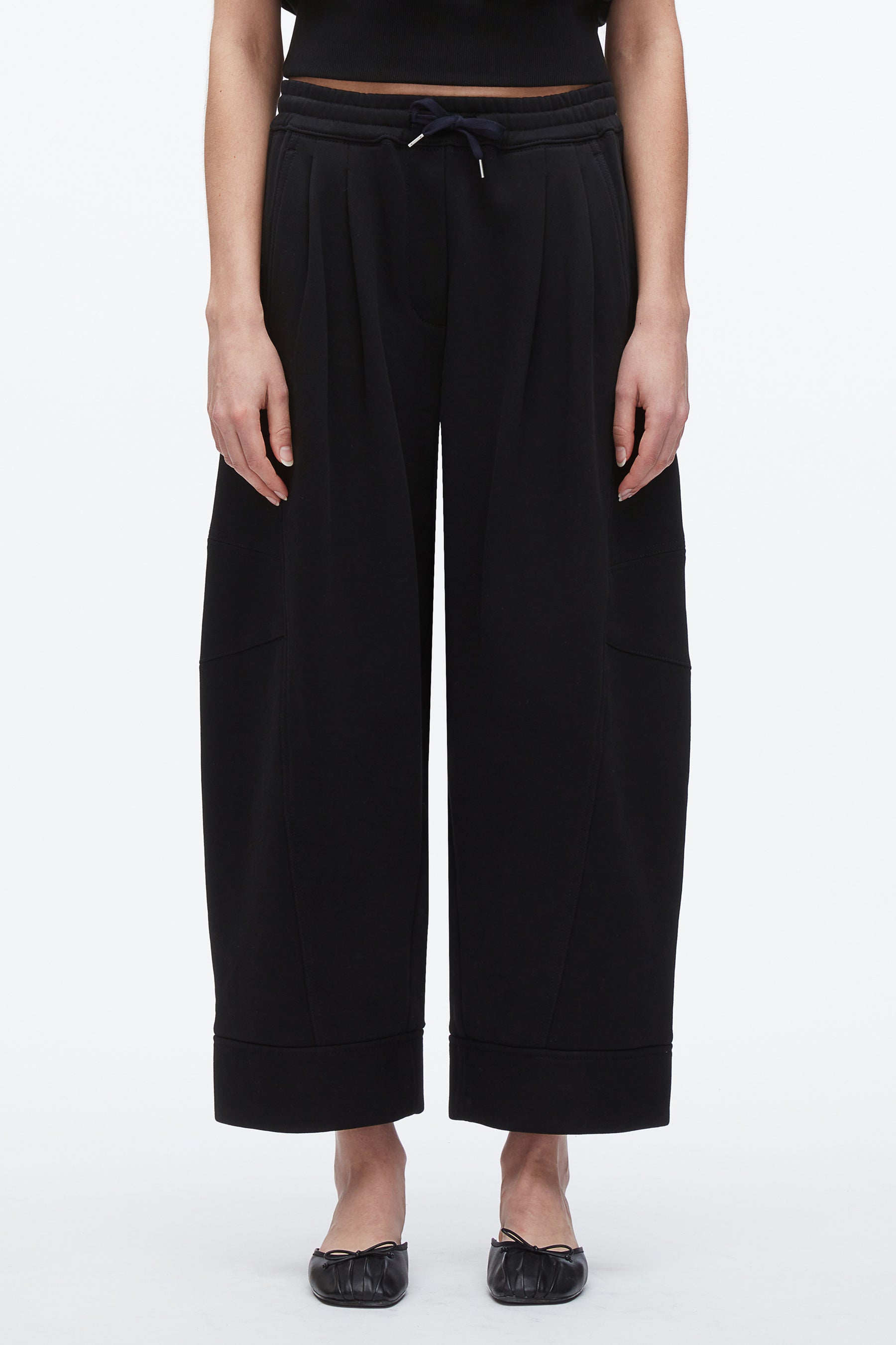 3.1 Phillip Lim Curved Wide Leg Cropped Sweatpant