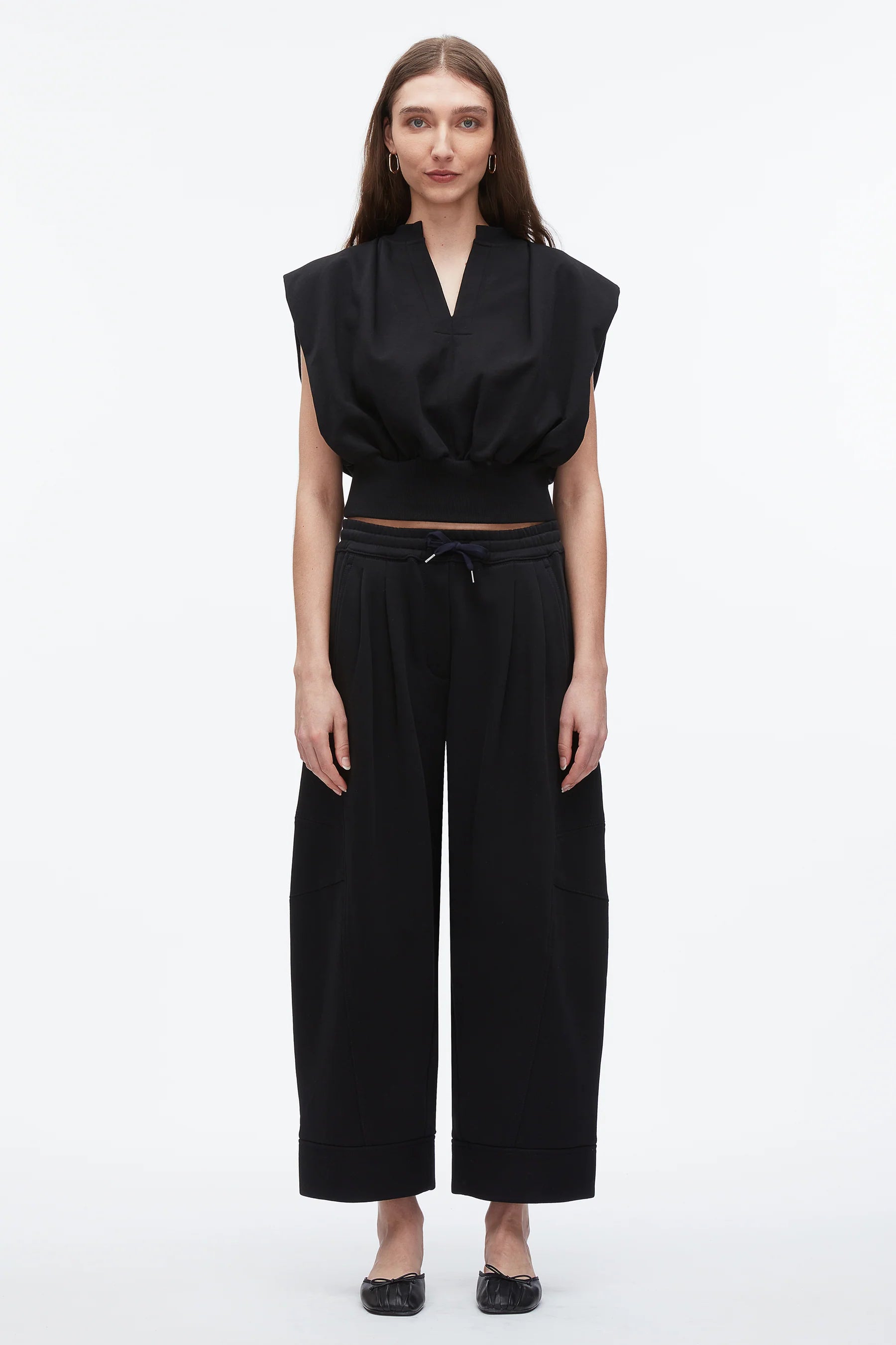 3.1 Phillip Lim Curved Wide Leg Cropped Sweatpant