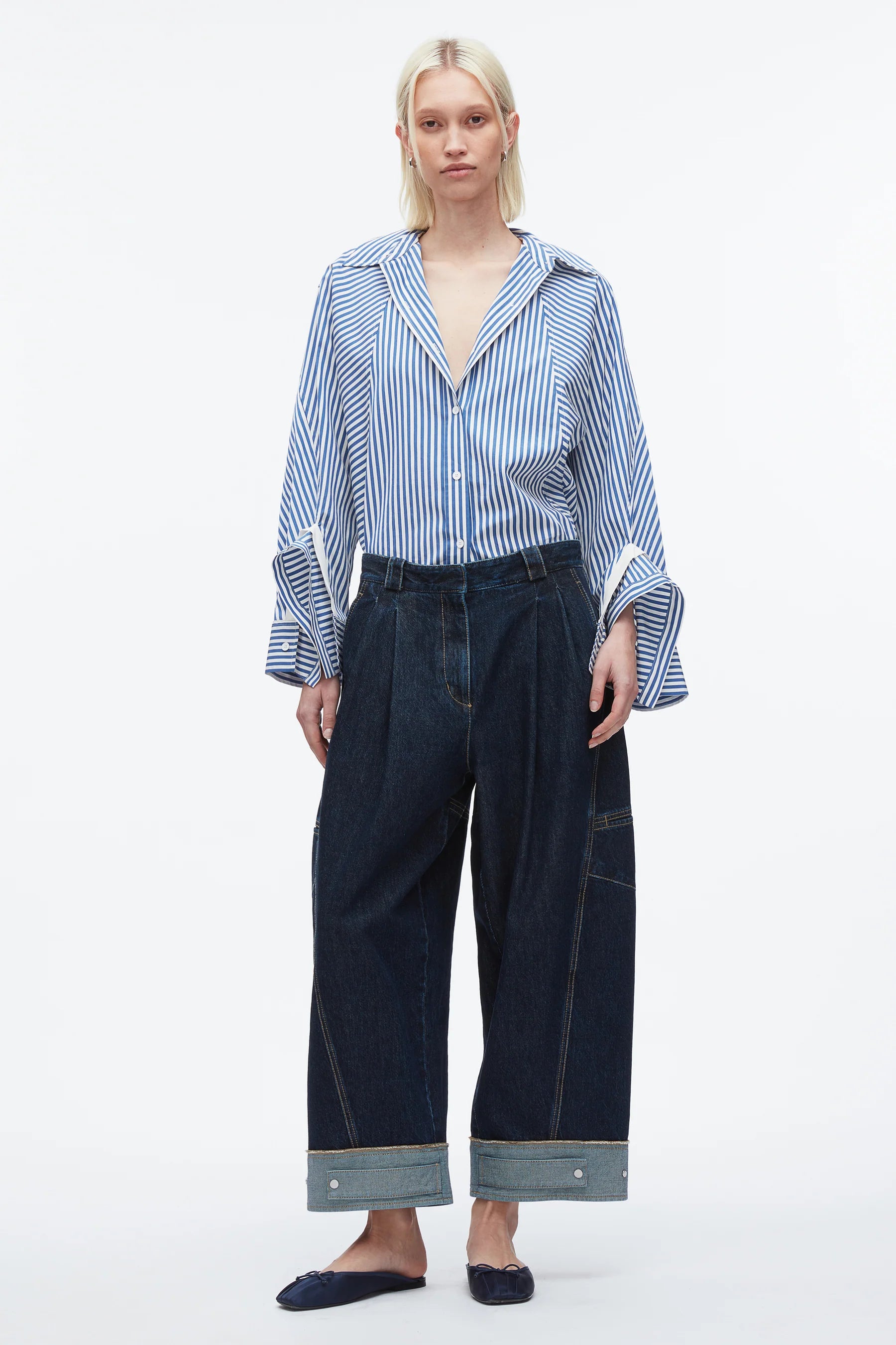 3.1 Phillip Lim Curved Wide Leg Cropped Jean