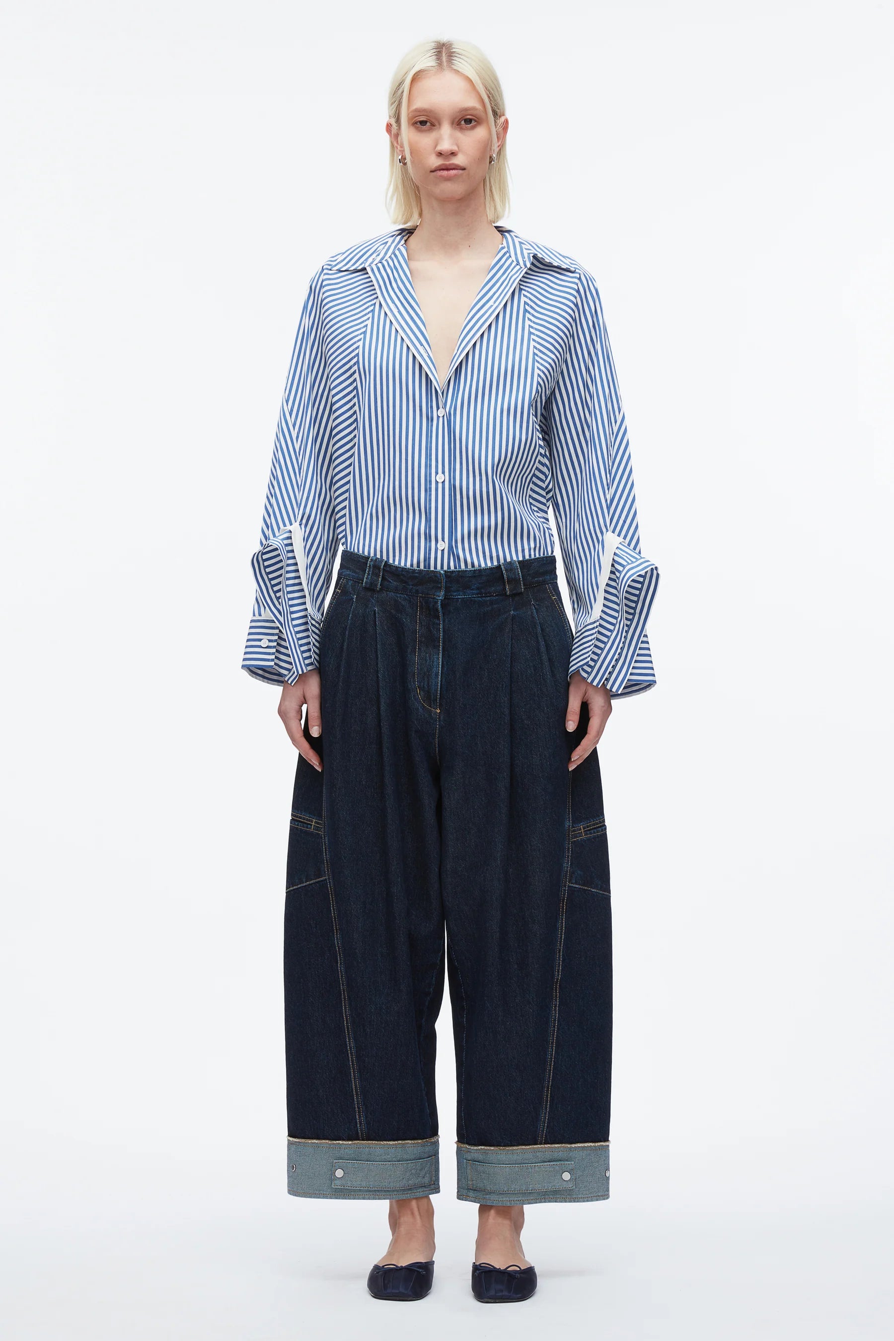 3.1 Phillip Lim Curved Wide Leg Cropped Jean