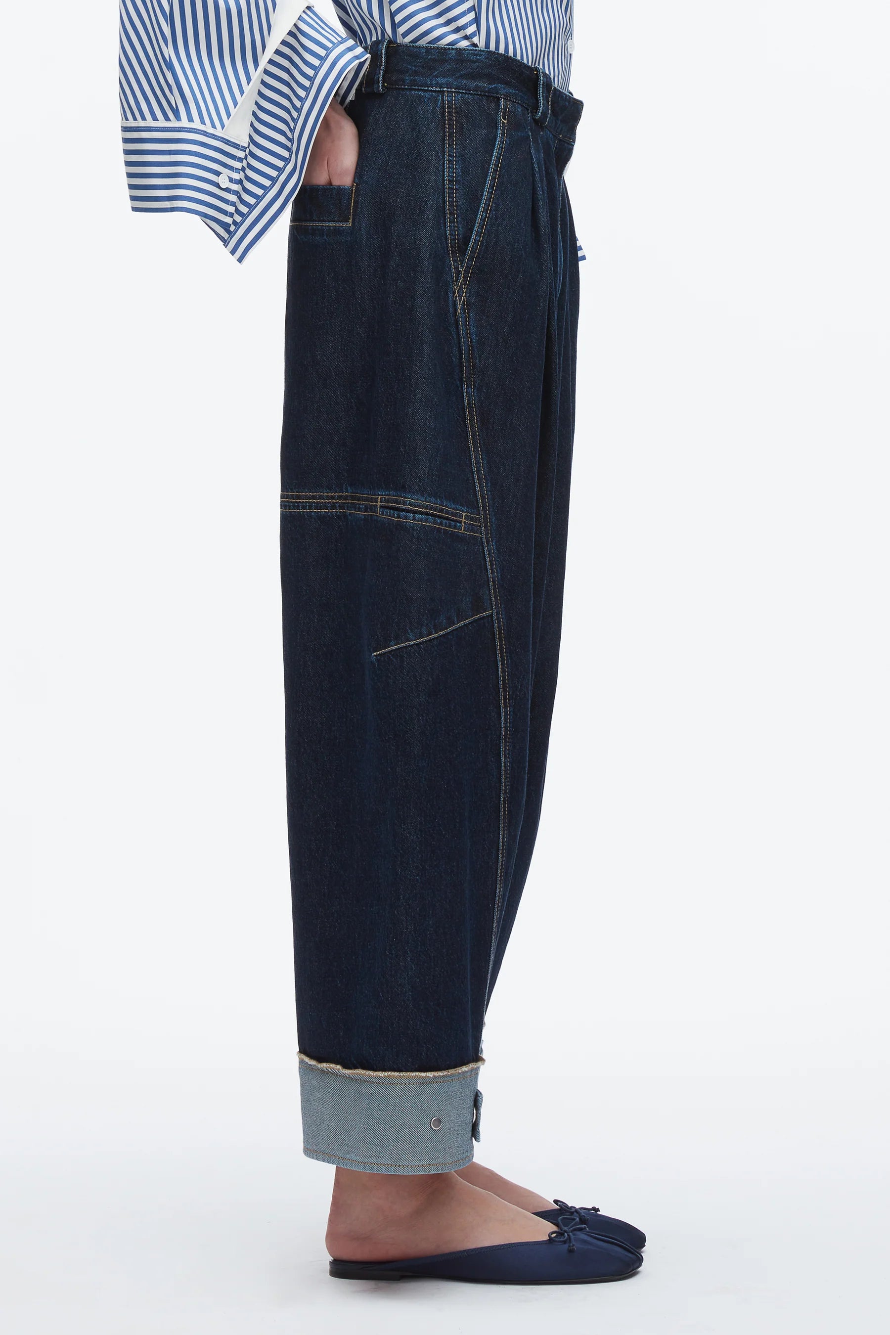 3.1 Phillip Lim Curved Wide Leg Cropped Jean