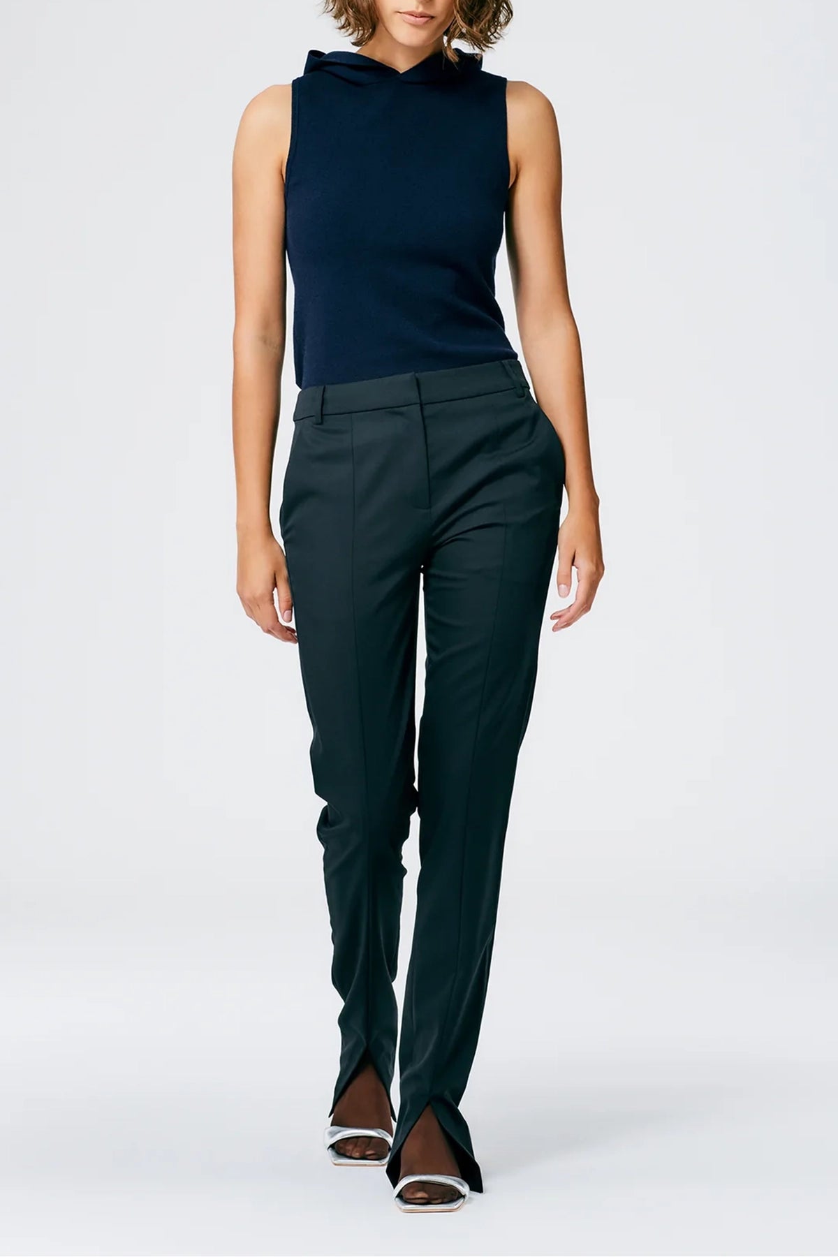 Tibi Cassius Suiting Slim Pantalon avec fente sur le devant