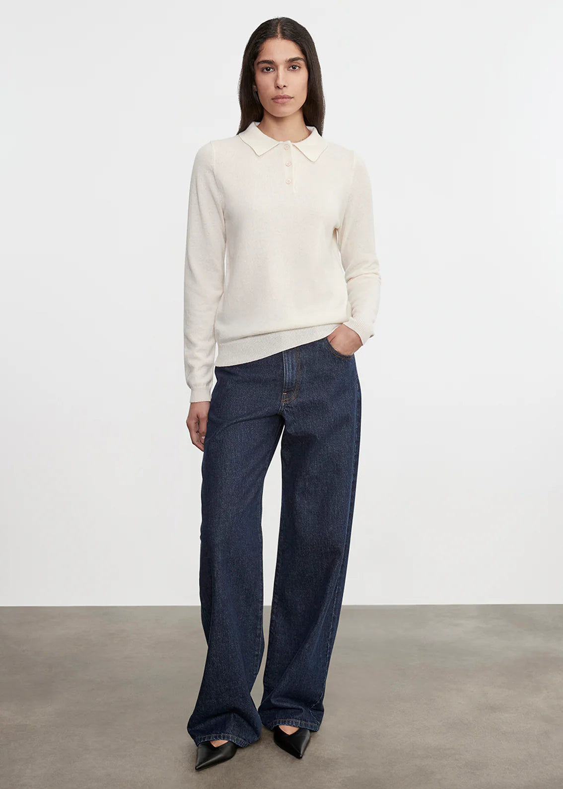 Enza Costa Knit Cashmere Polo Sweater