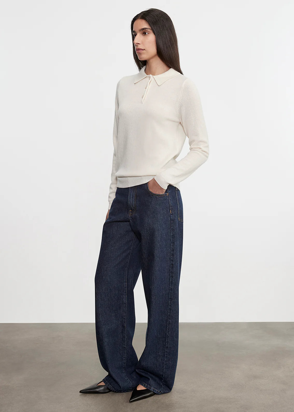 Enza Costa Knit Cashmere Polo Sweater