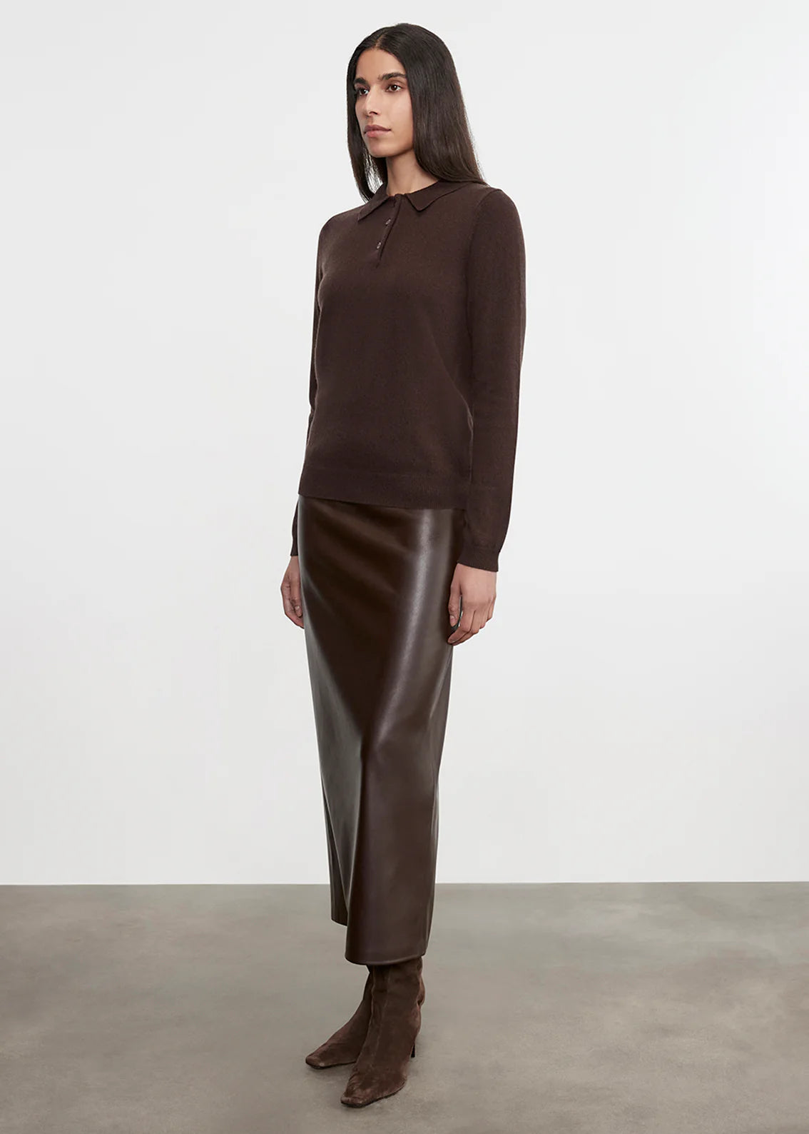 Enza Costa Knit Cashmere Polo Sweater