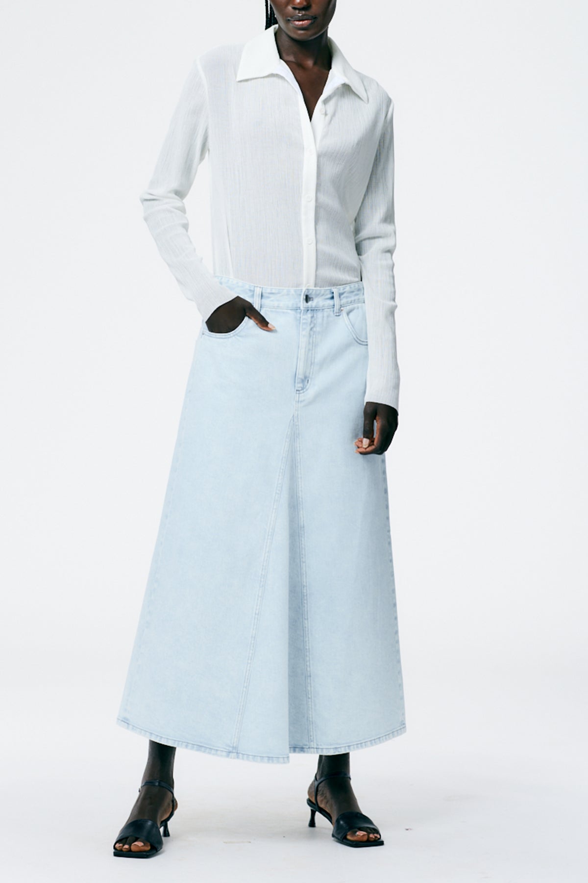 Sheer Gauze Long Sleeve Top With Pintuck Detail – Tibi Official