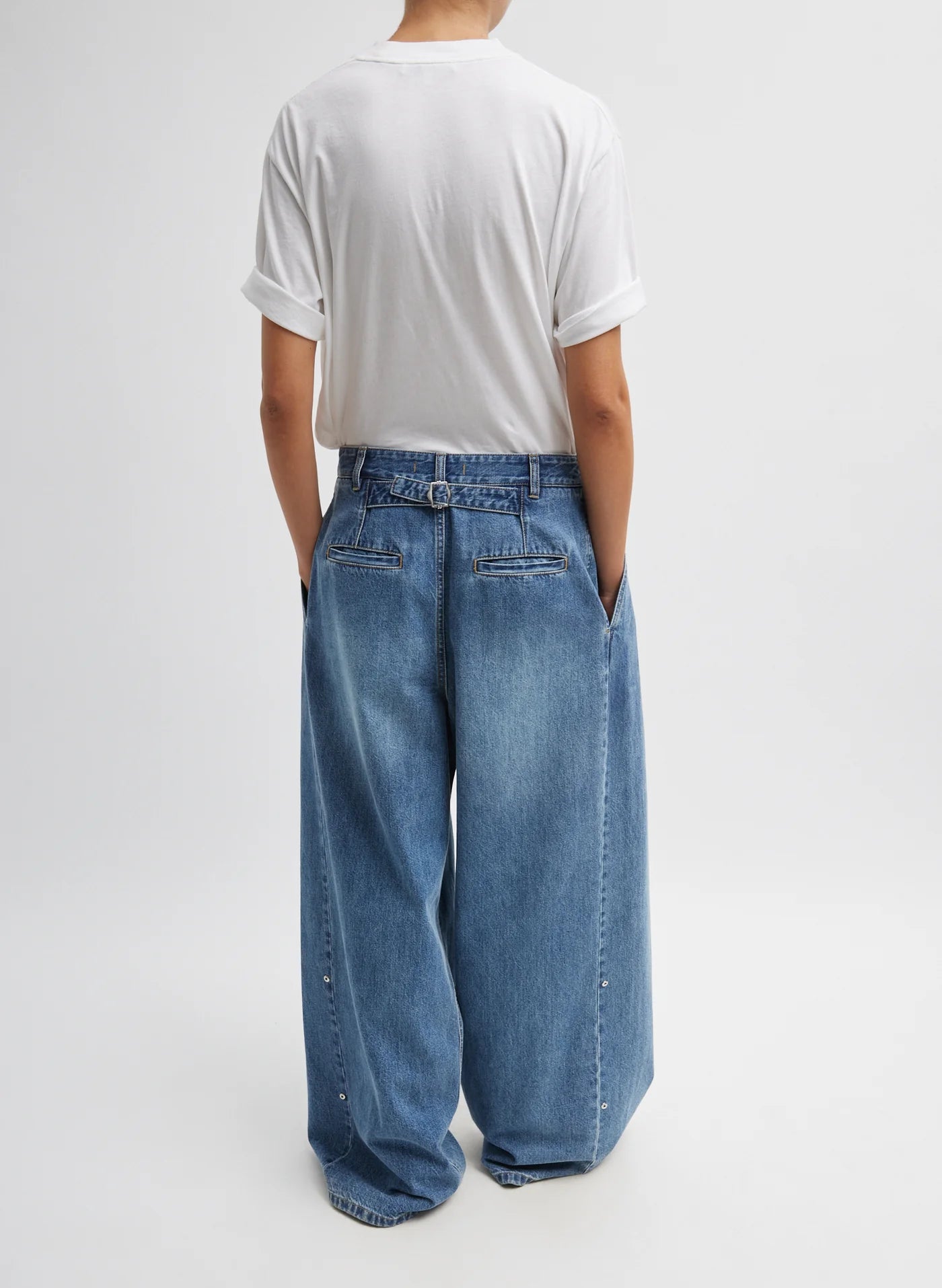 Tibi Spring Denim Triple Pleat Pant