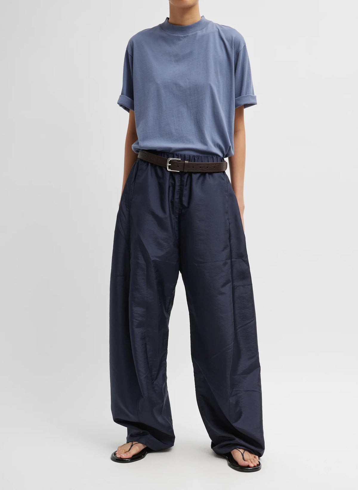 Tibi Crispy Nylon Winslow Pant - Navy