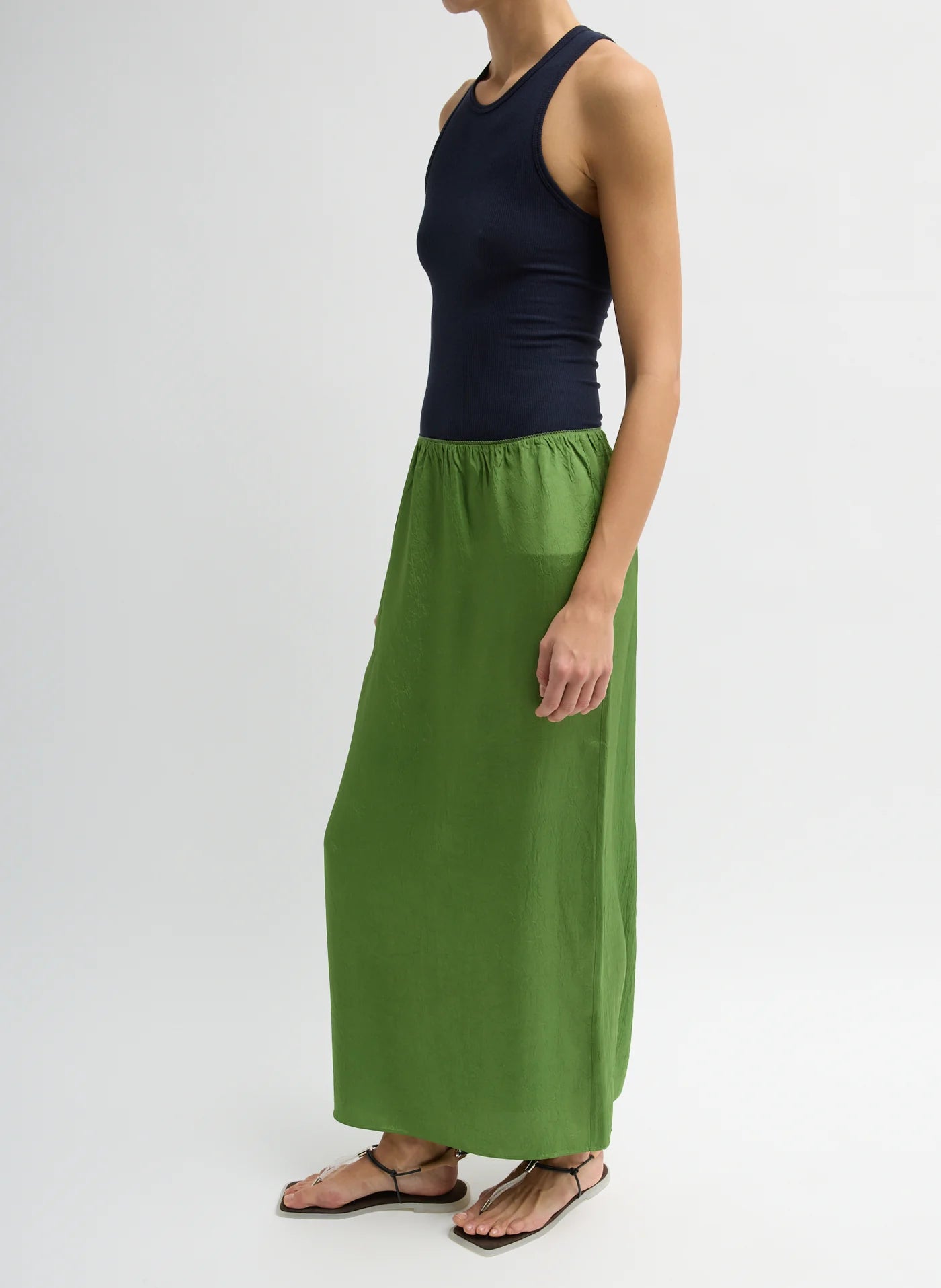 Falda larga de acetato arrugado de verano Tibi