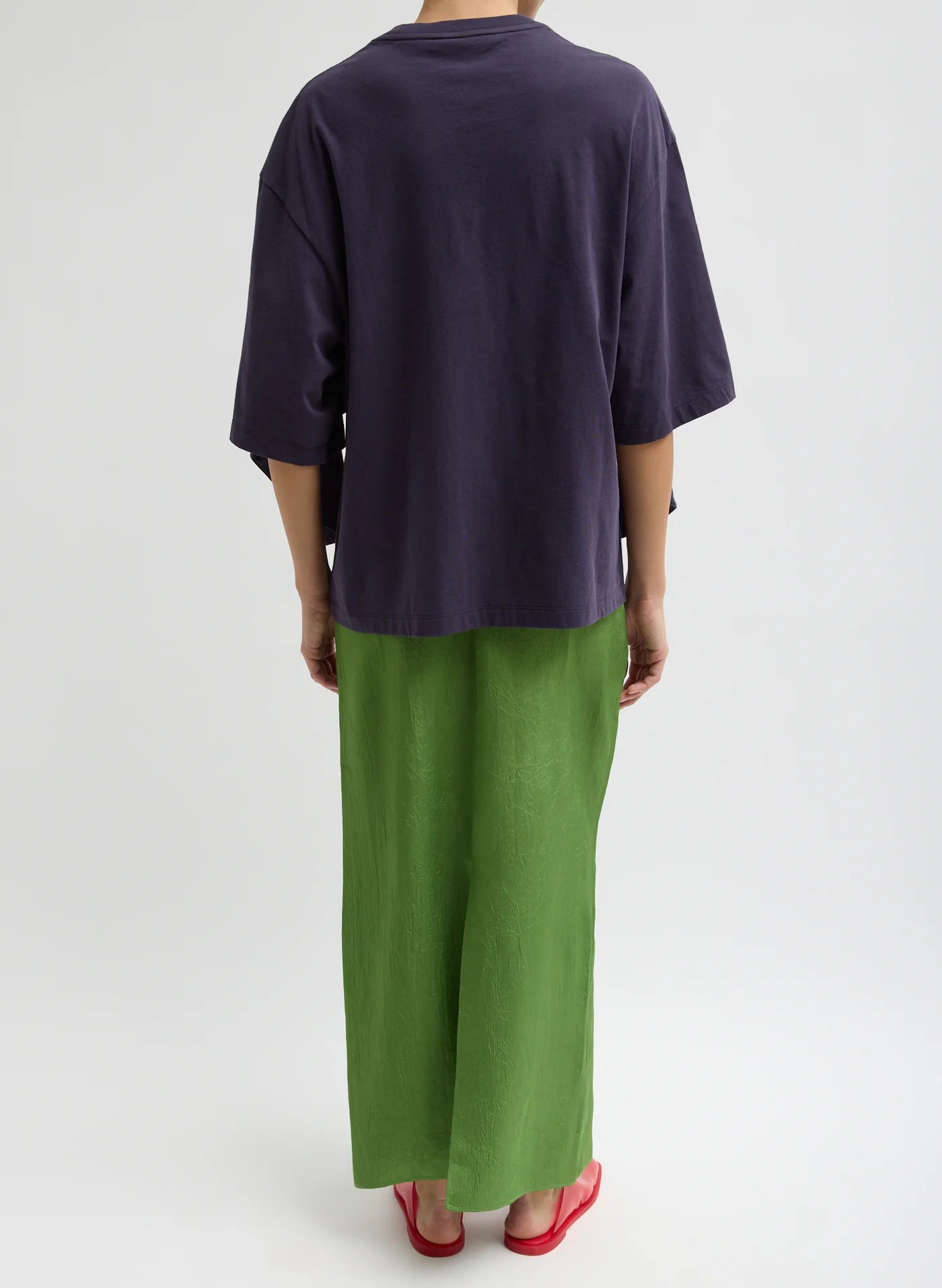 Falda larga de acetato arrugado de verano Tibi