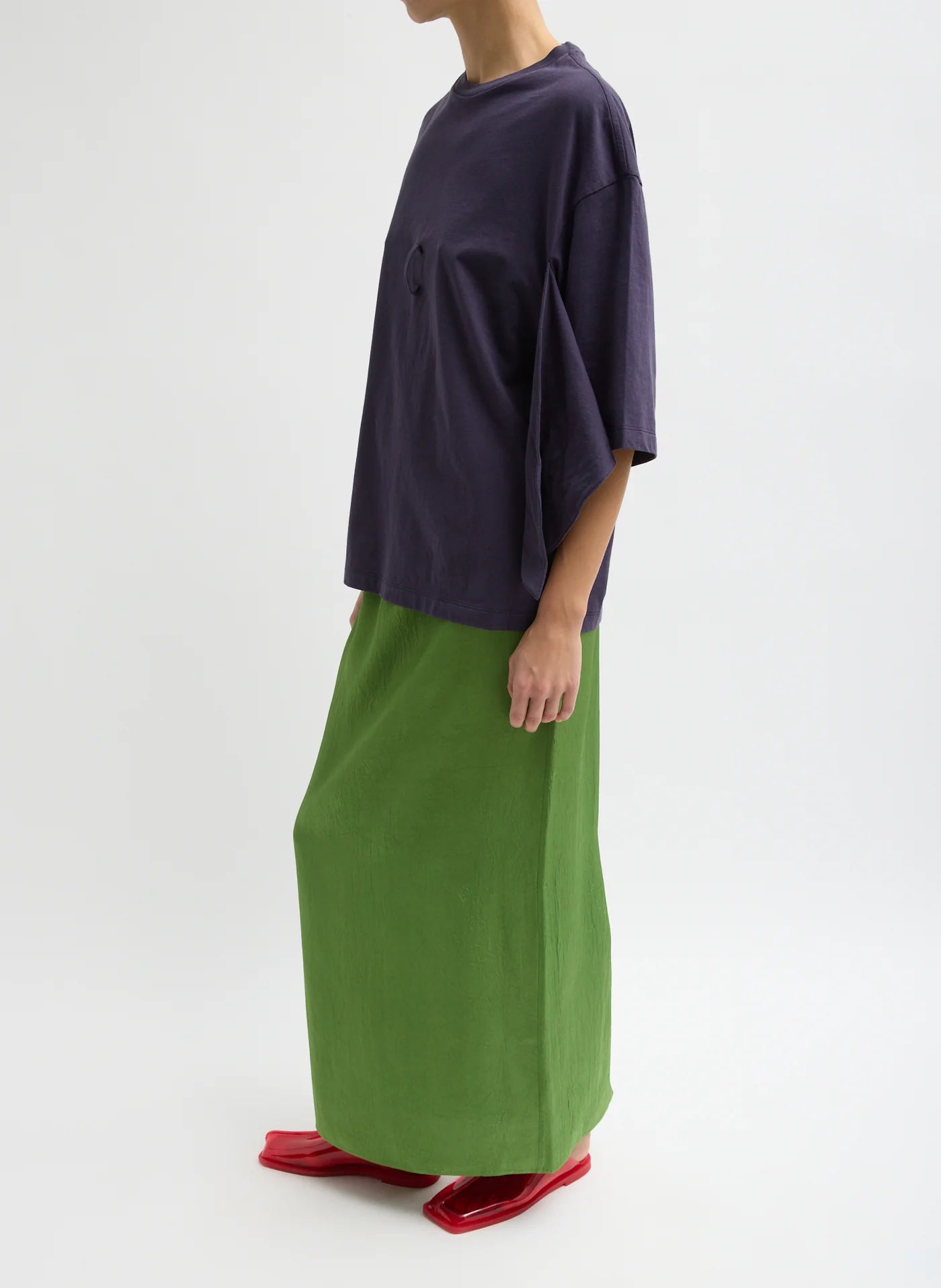 Falda larga de acetato arrugado de verano Tibi