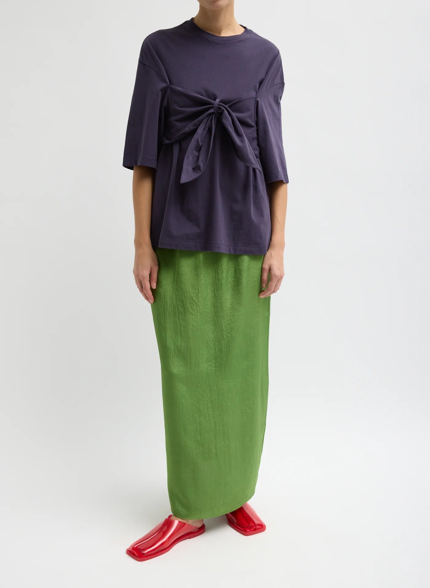 Tibi Summer Acetate Crinkle Maxi Slip Skirt