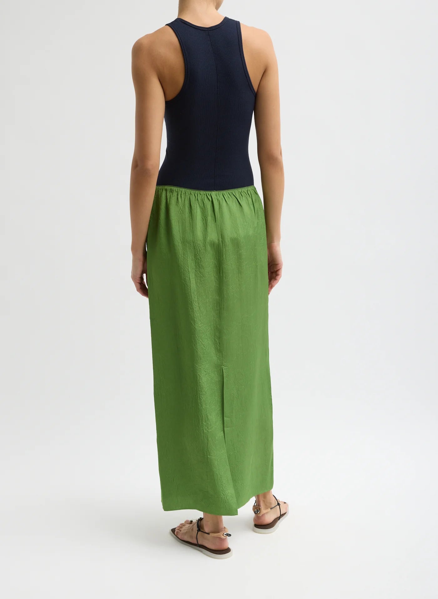 Falda larga de acetato arrugado de verano Tibi