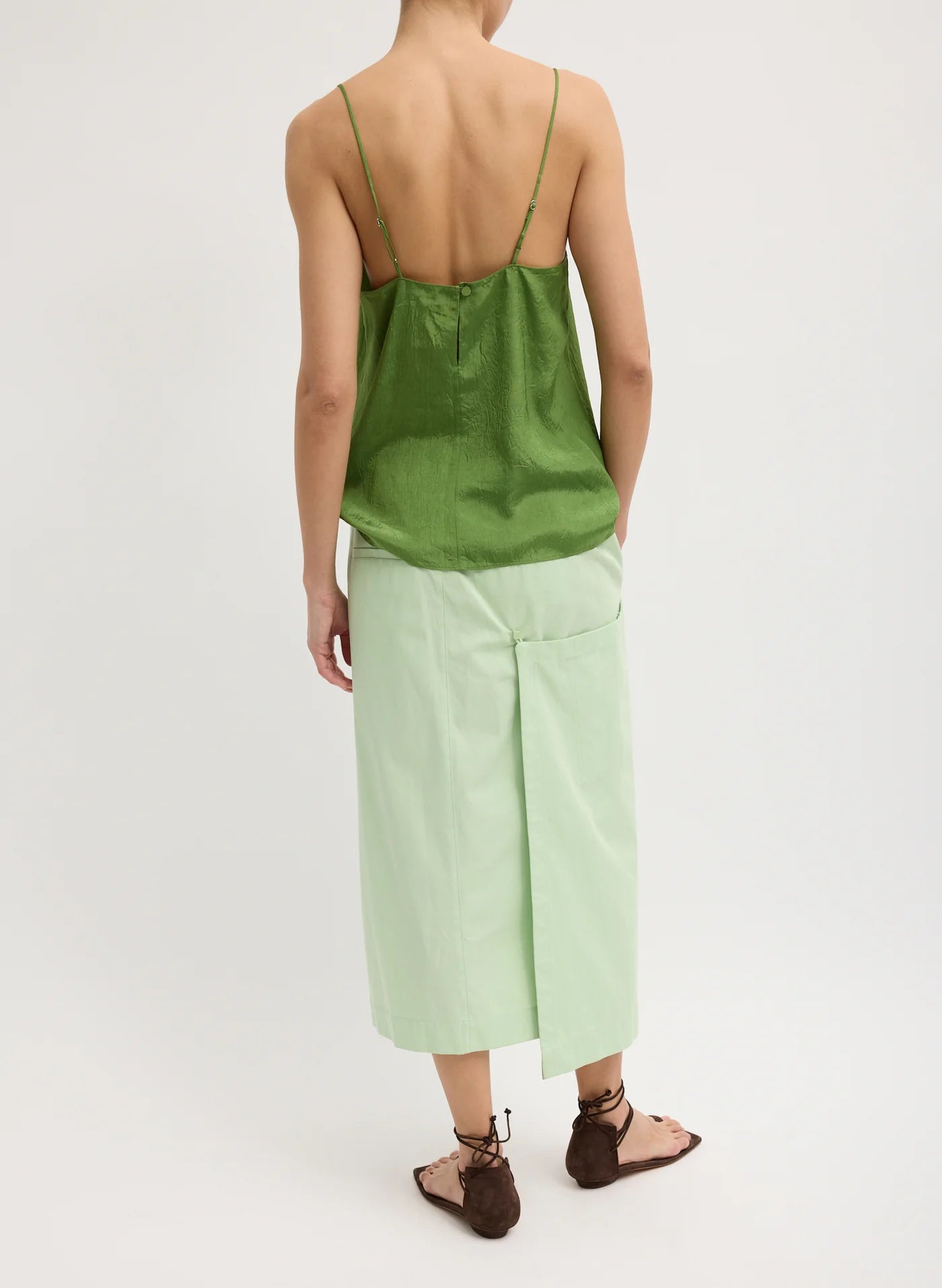 Camiseta de tirantes de acetato arrugado de verano Tibi