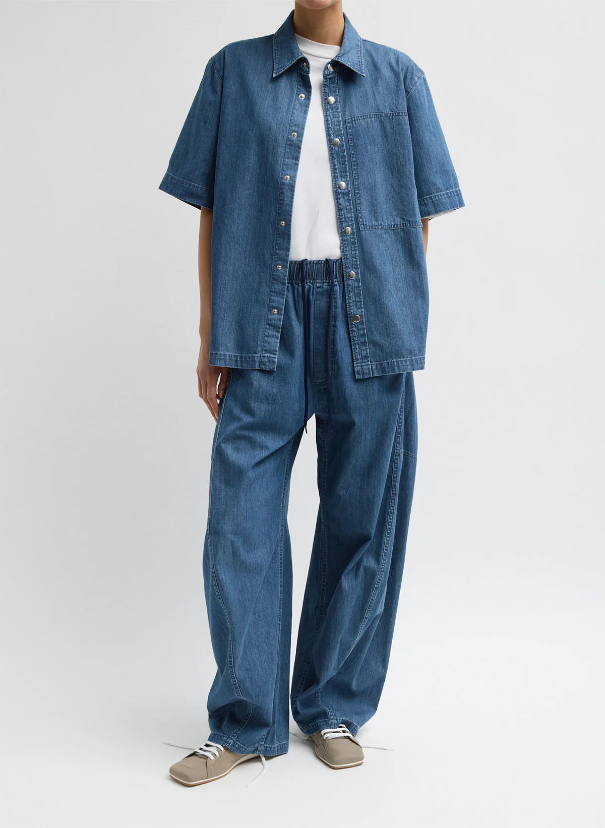 Tibi Summer Denim Classic Wash Winslow Pant