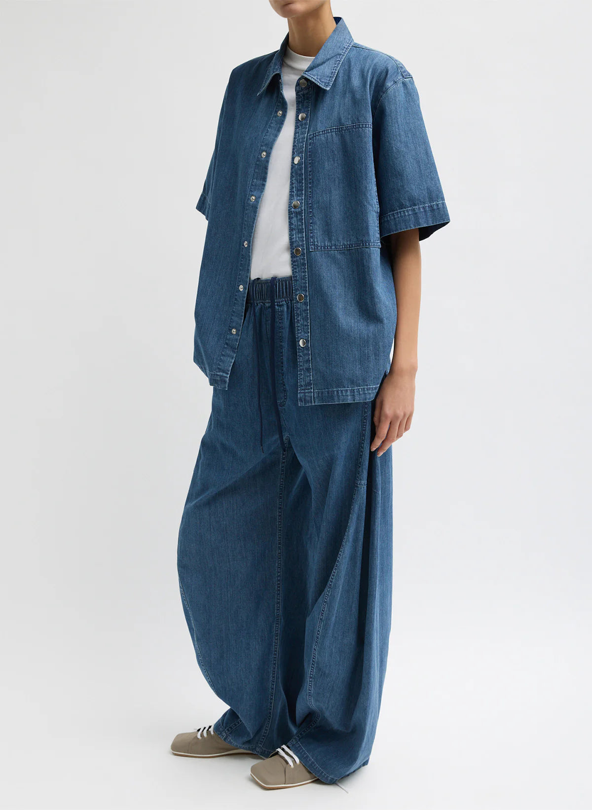 Tibi Summer Denim Classic Wash Winslow Pant