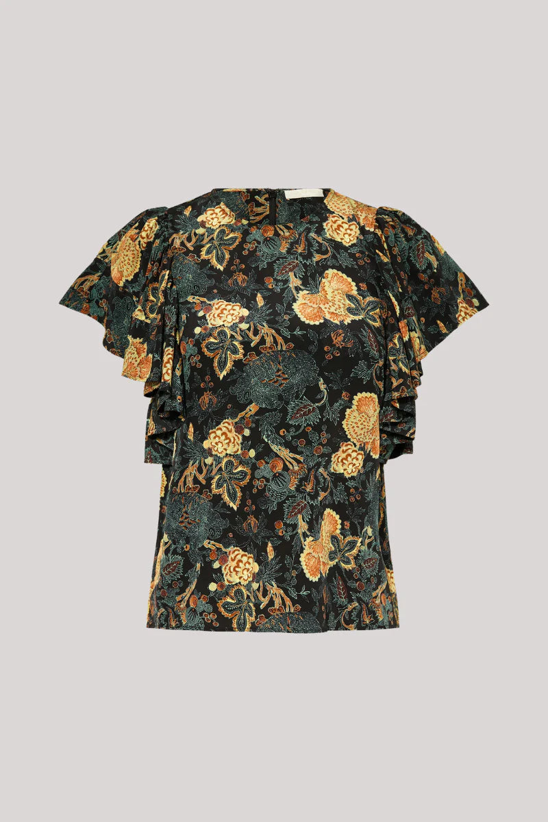 Ulla Johnson Lena Silk Flutter Sleeve Blouse