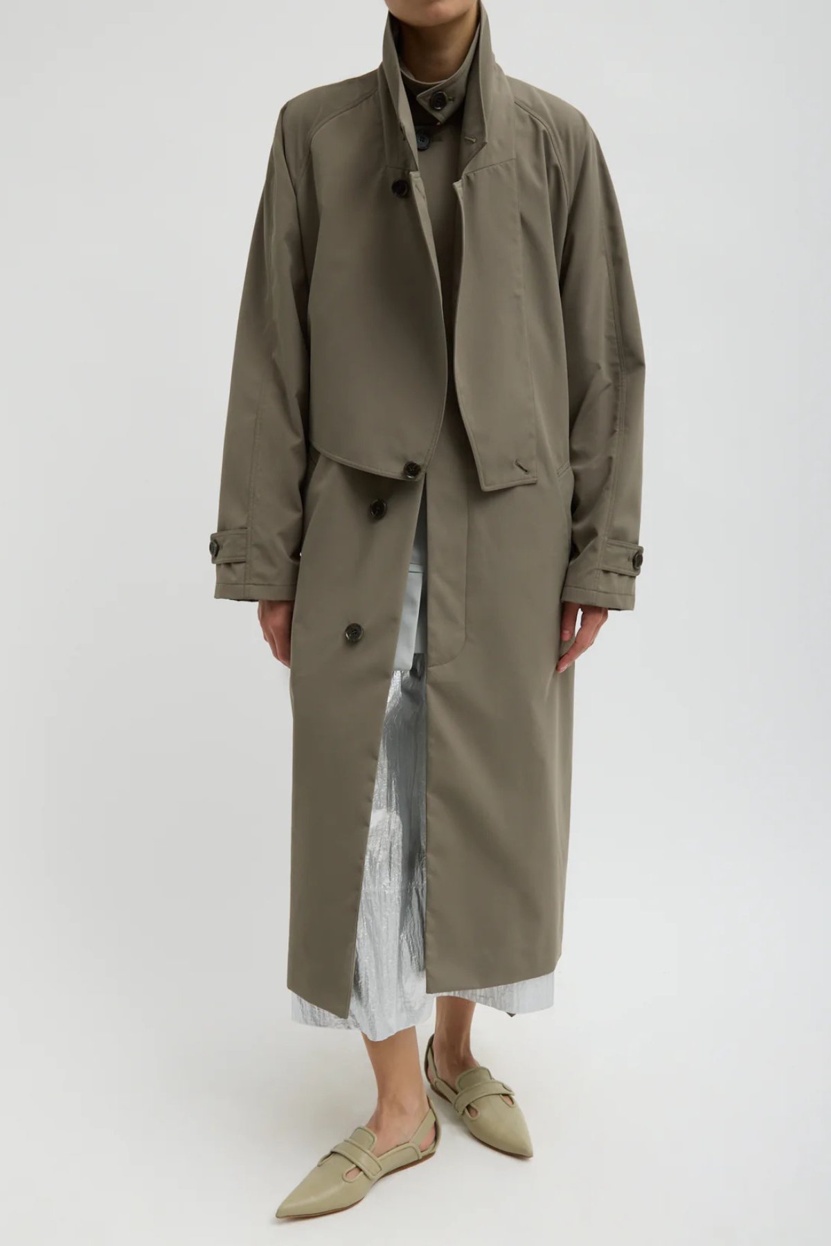 Tibi Double Collar Frank Trench