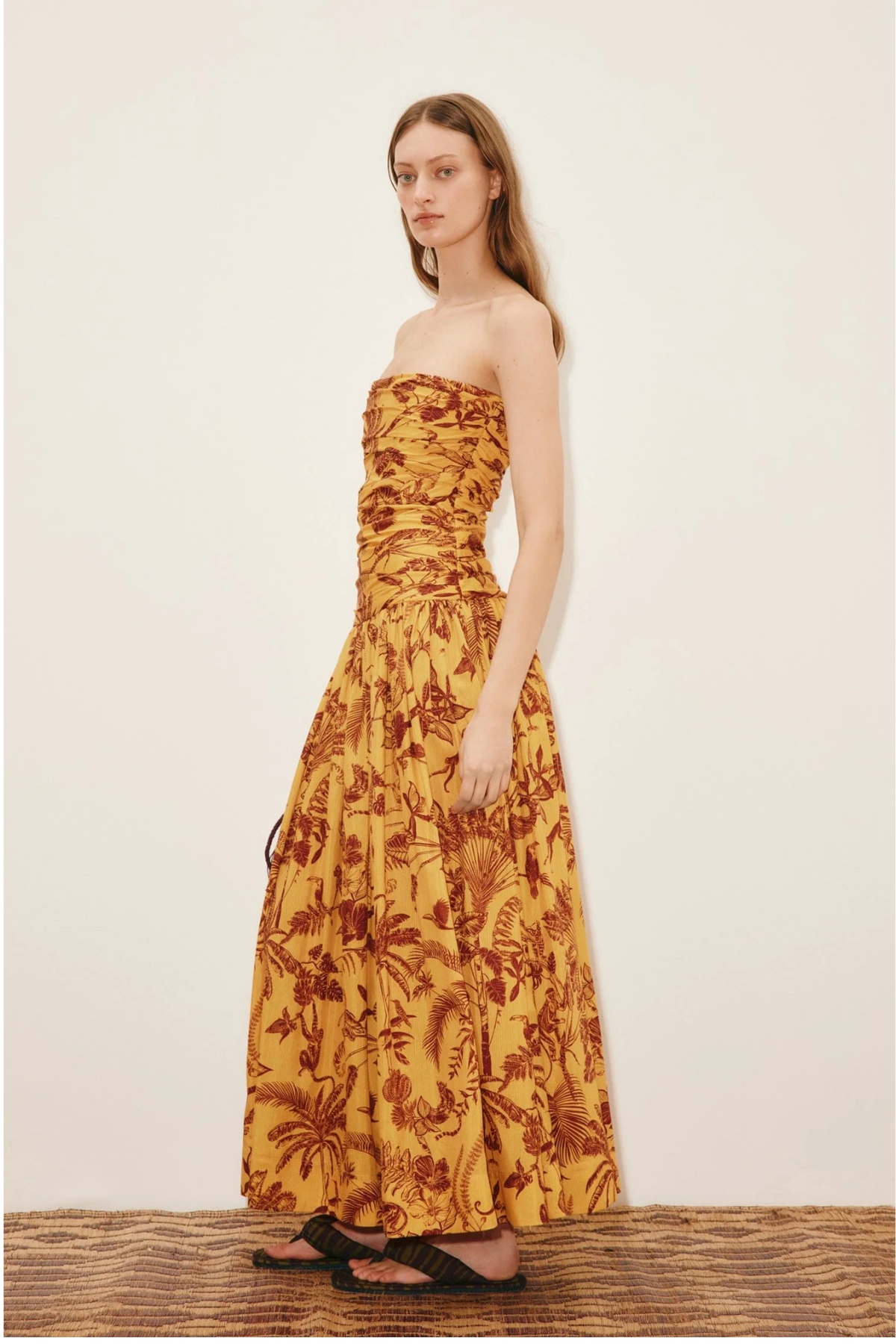 Alémais Banana Blossom Ruched Gown - Marigold