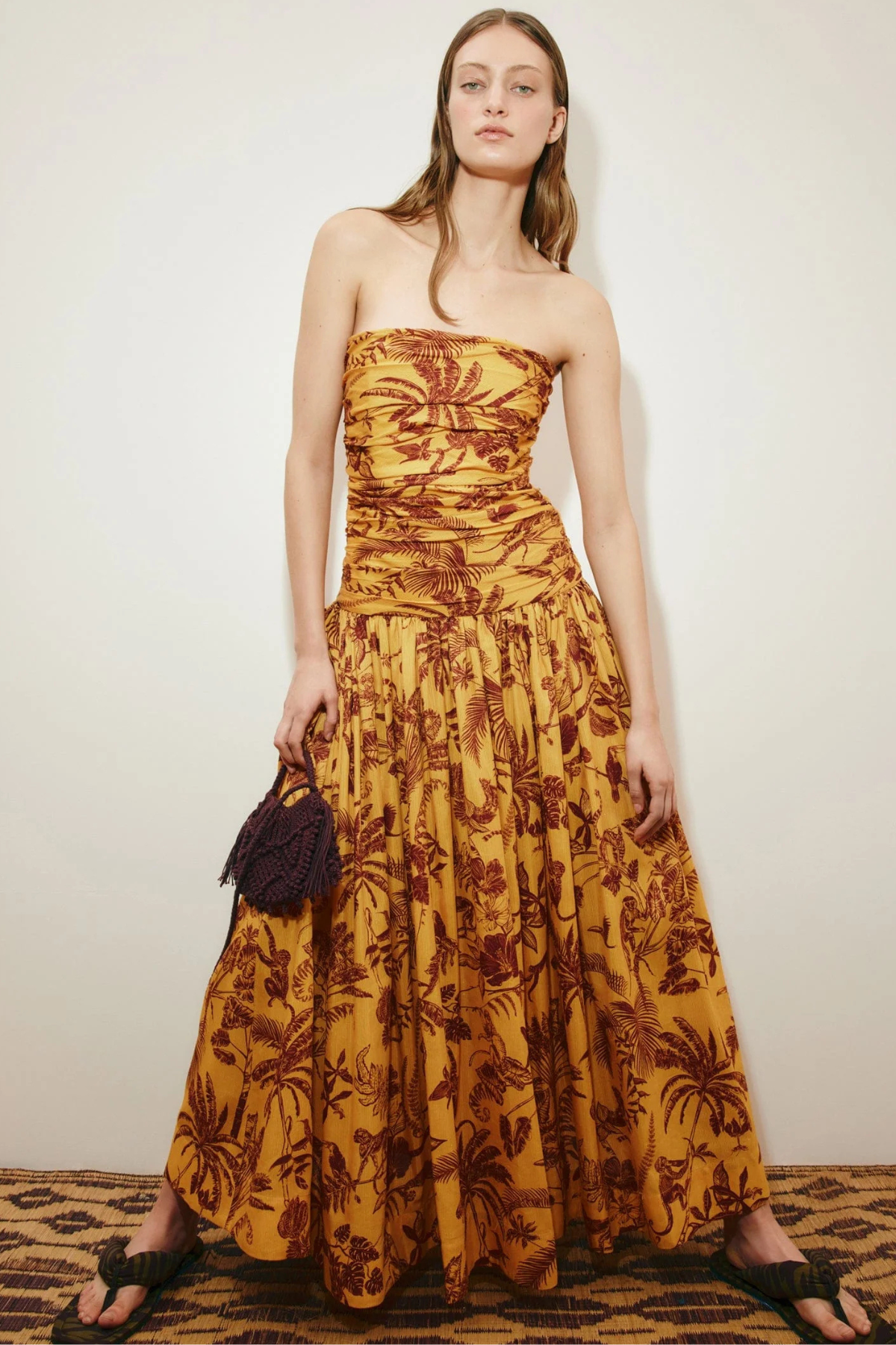 Alémais Banana Blossom Ruched Gown