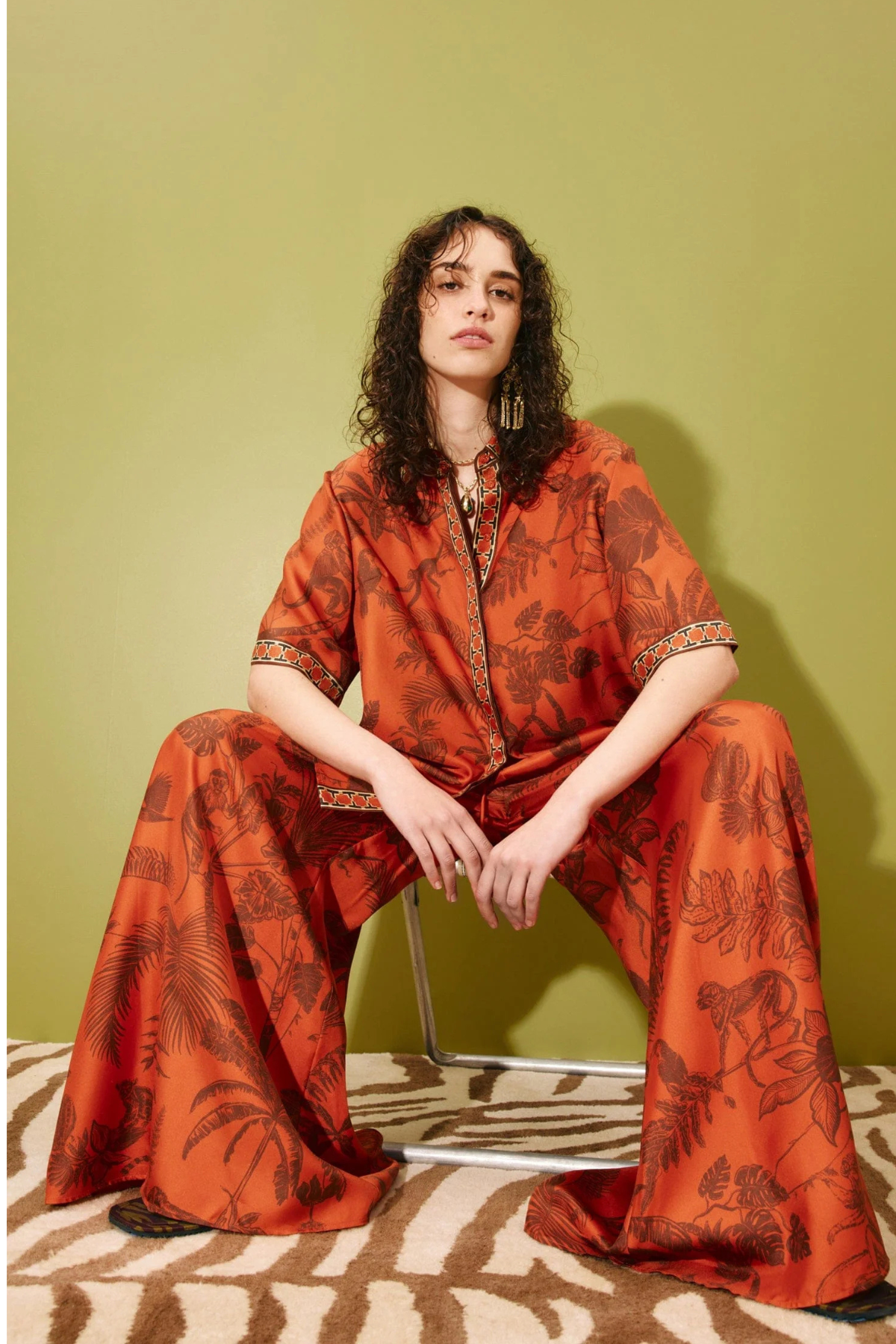Alémais Monkey Dance Silk Palazzo Pant