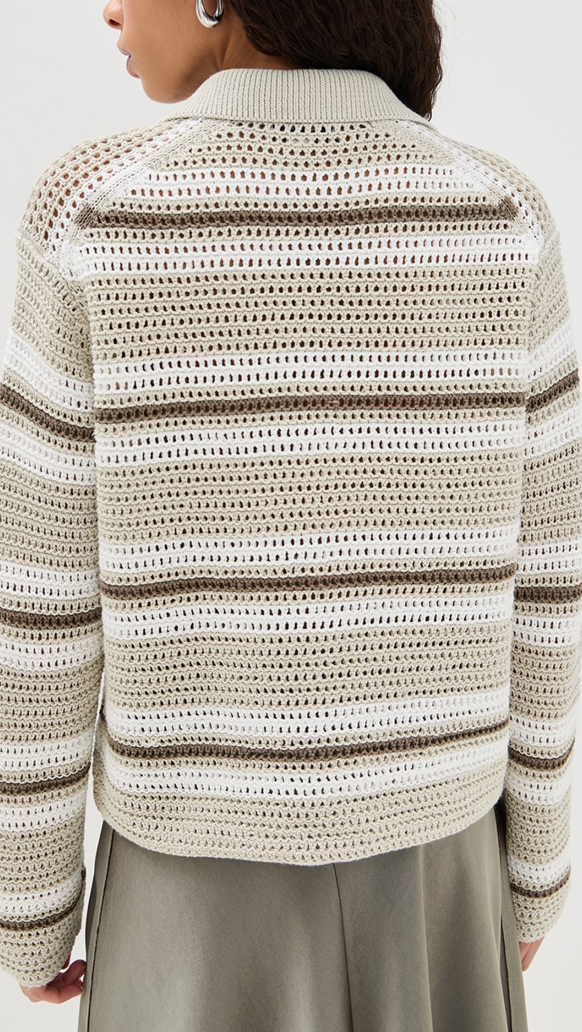 Polo con botones de rayas de malla Vince