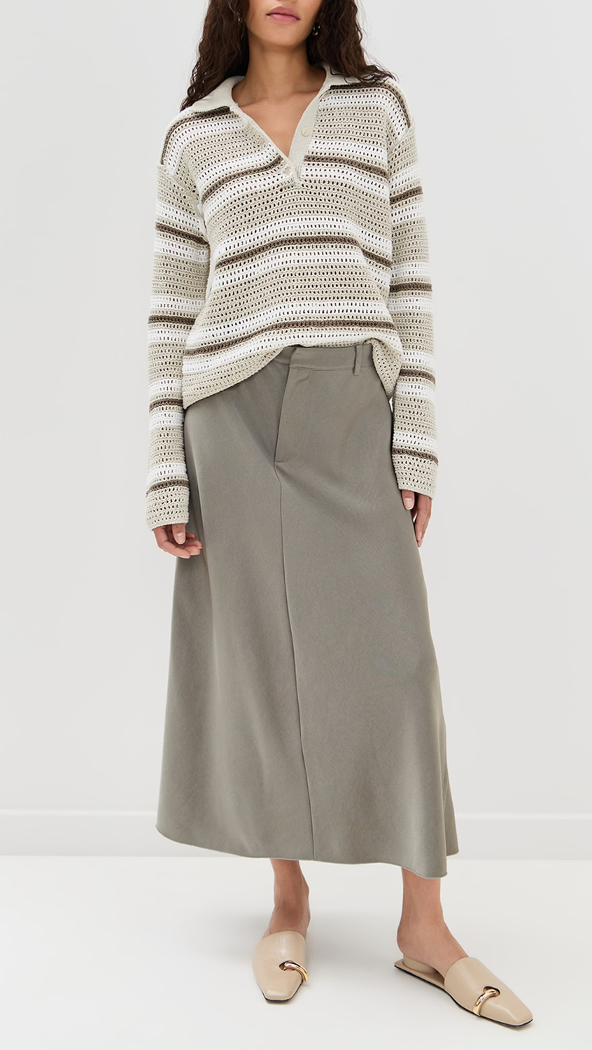 Polo con botones de rayas de malla Vince