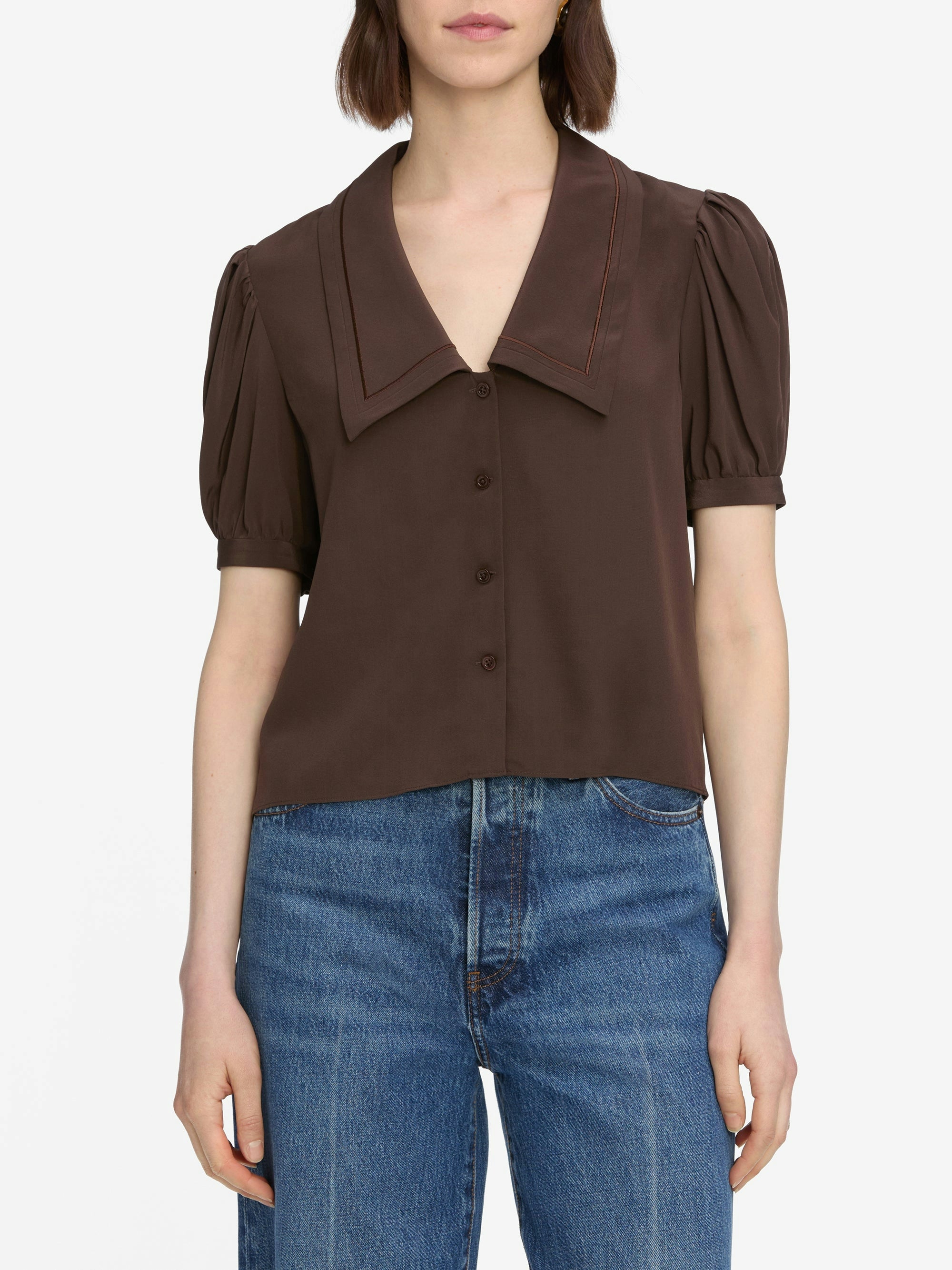 Frame The Silk Prim Short Sleeve Blouse