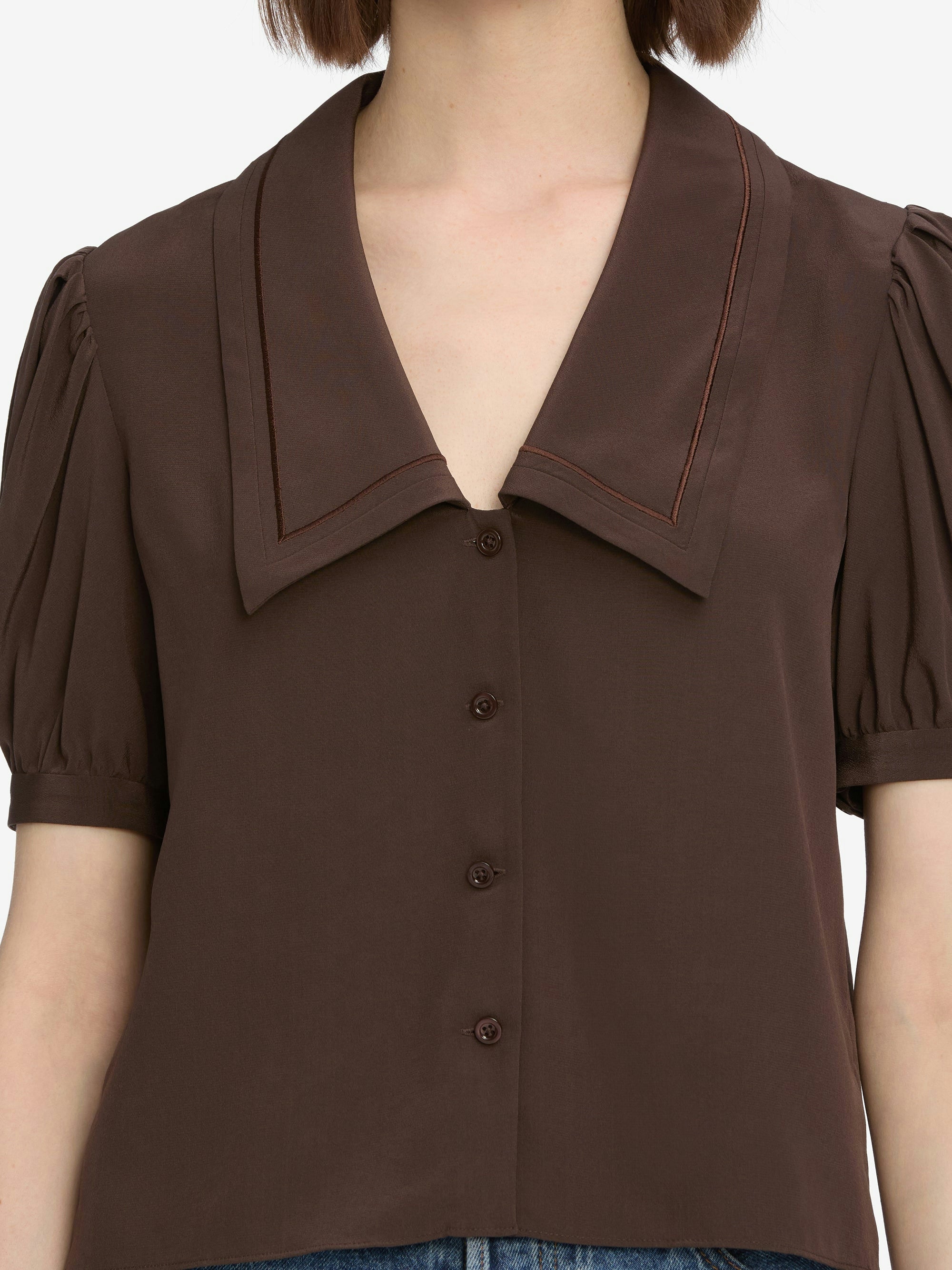 Frame The Silk Prim Short Sleeve Blouse