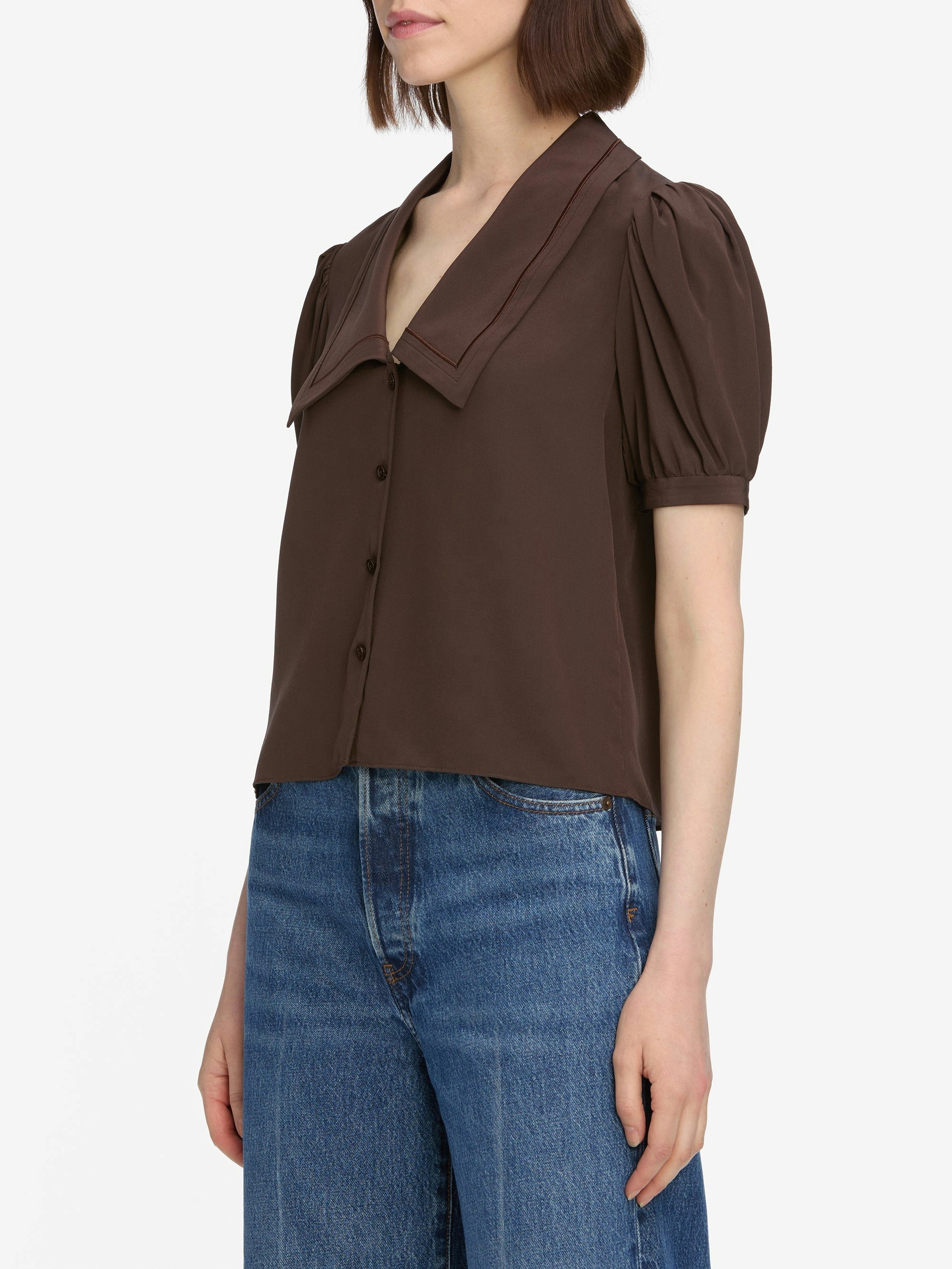 Frame The Silk Prim Short Sleeve Blouse