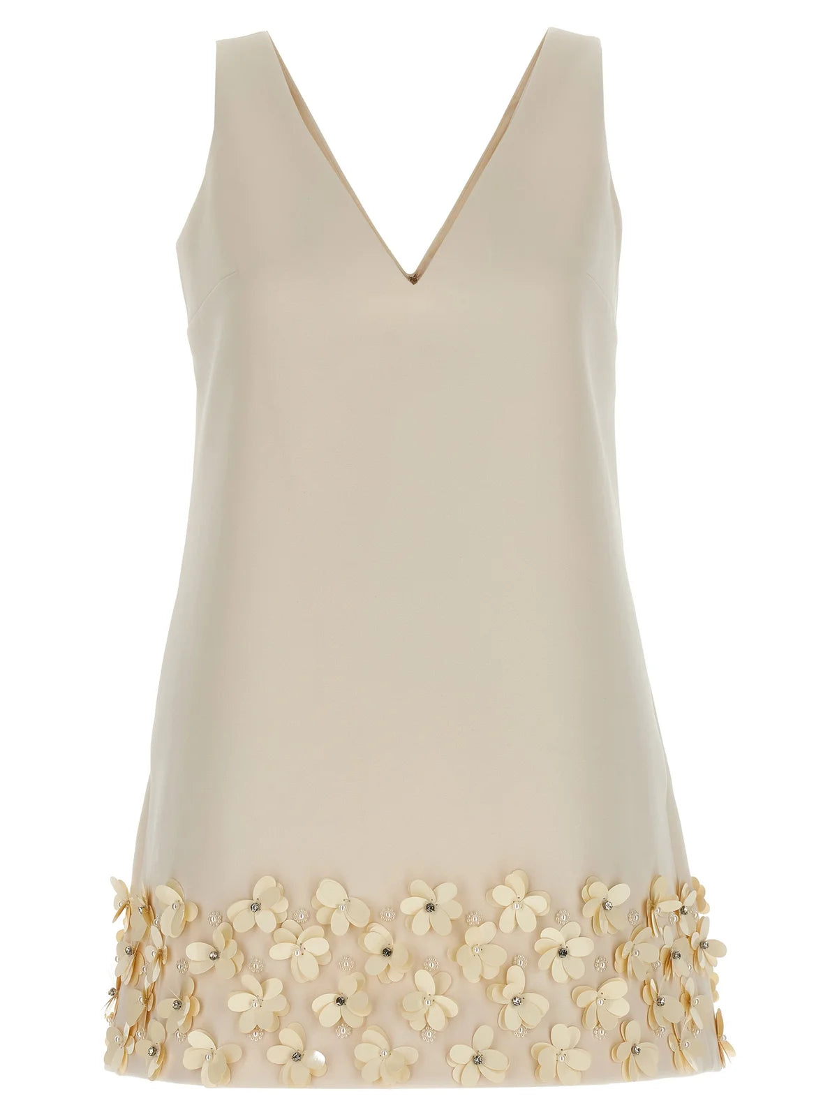 Self-Portrait Cream Crepe 3D Sequin Mini Dress